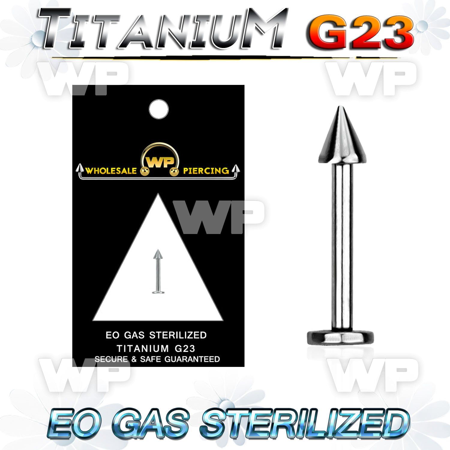 ghb46uz g23 titanium labret stud 1 2mm 3mm cone lower lip piercing