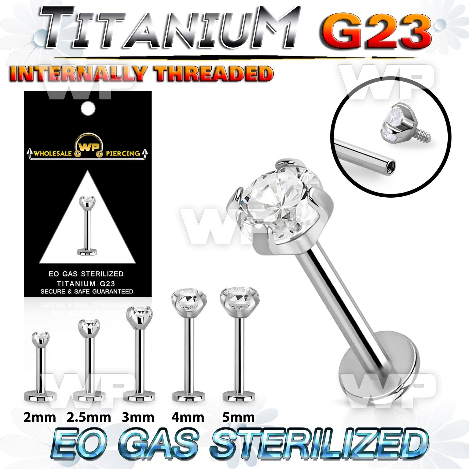 ghb48uek presterilized titanium labret stud 16g cz internal