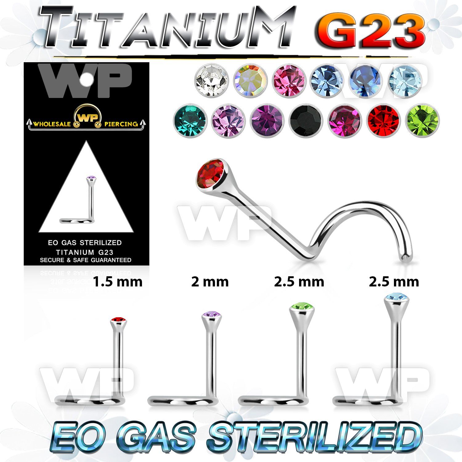ghu36 g23 titanium nose screw spirals 0 8mm 1 5mm press fit nose piercing