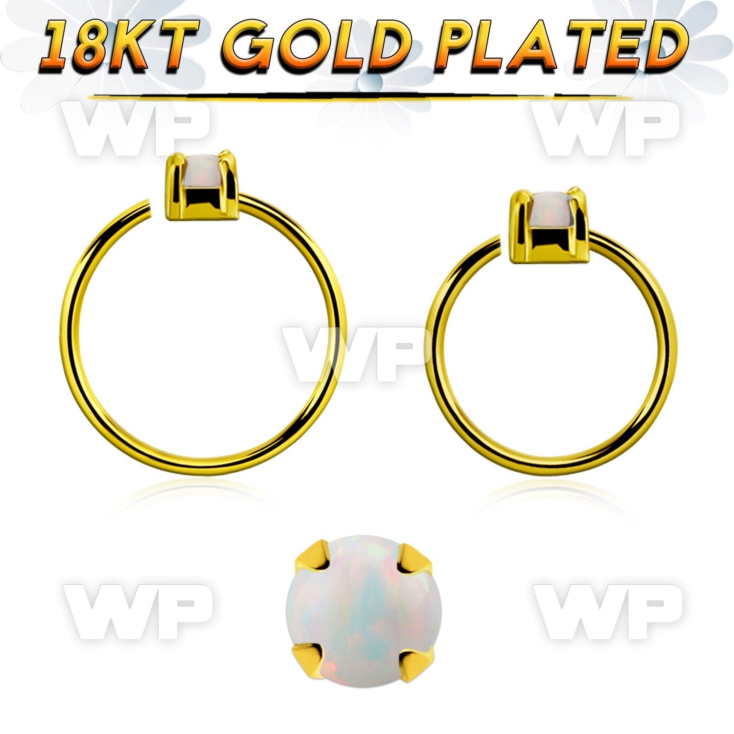 gpnho25 gold plated silver seamless nose ring w 2.5mm opal