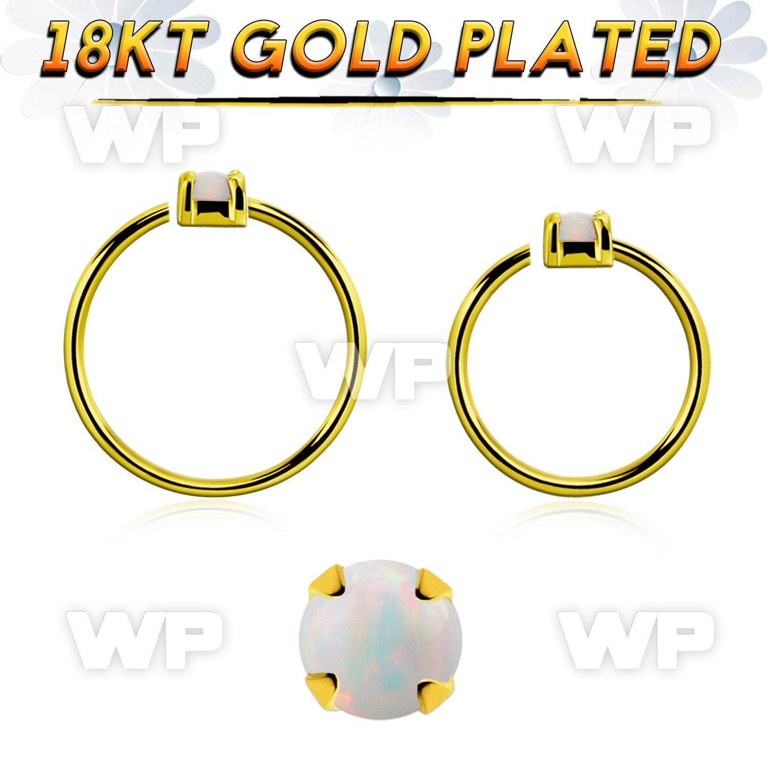 gpnho2 gold plated silver seamless nose ring w 2mm opal