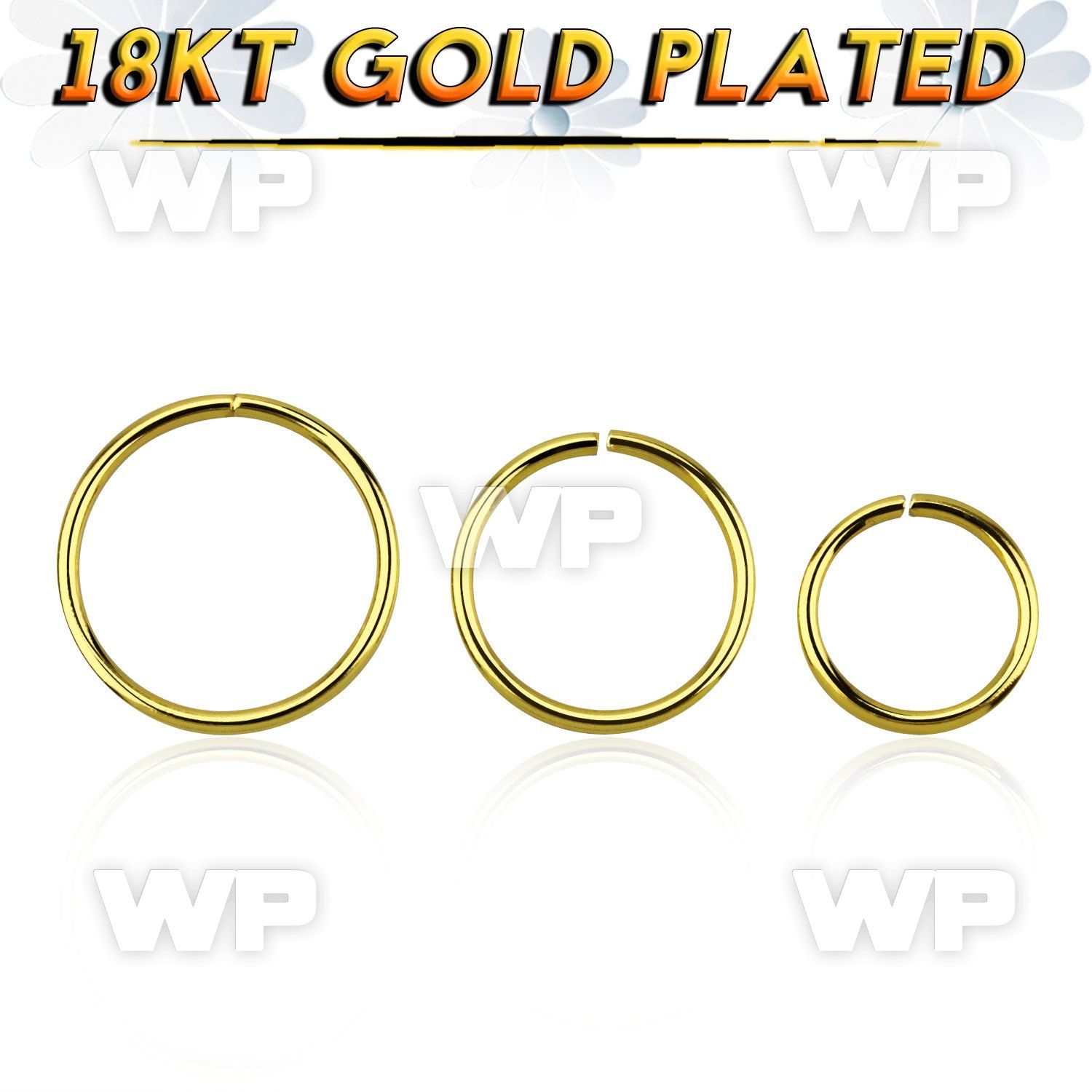 gpsel22 18k gold plated 925 silver seamless ring, 22g (0.6mm)