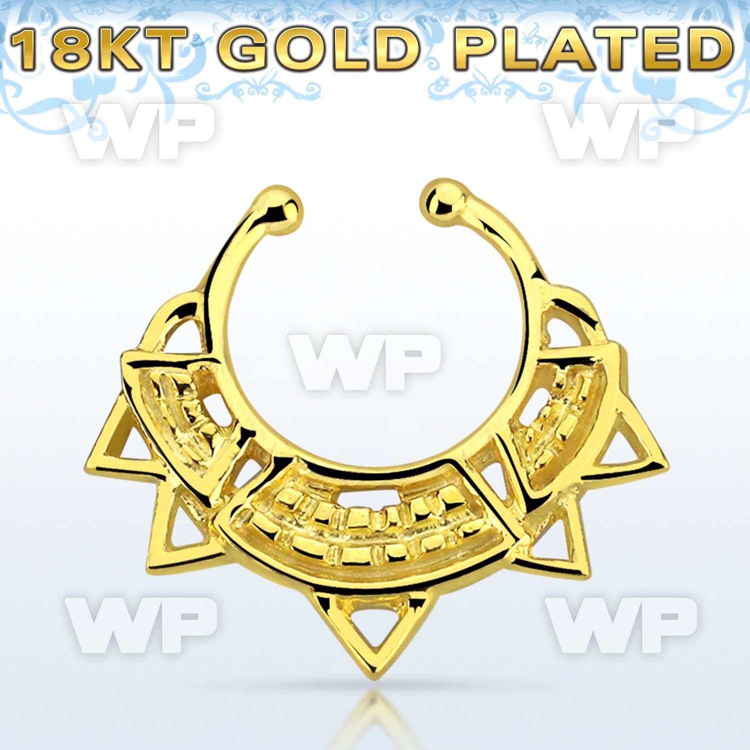 gpsepd10 gold silver fake septum clicker w wide engraved indian 