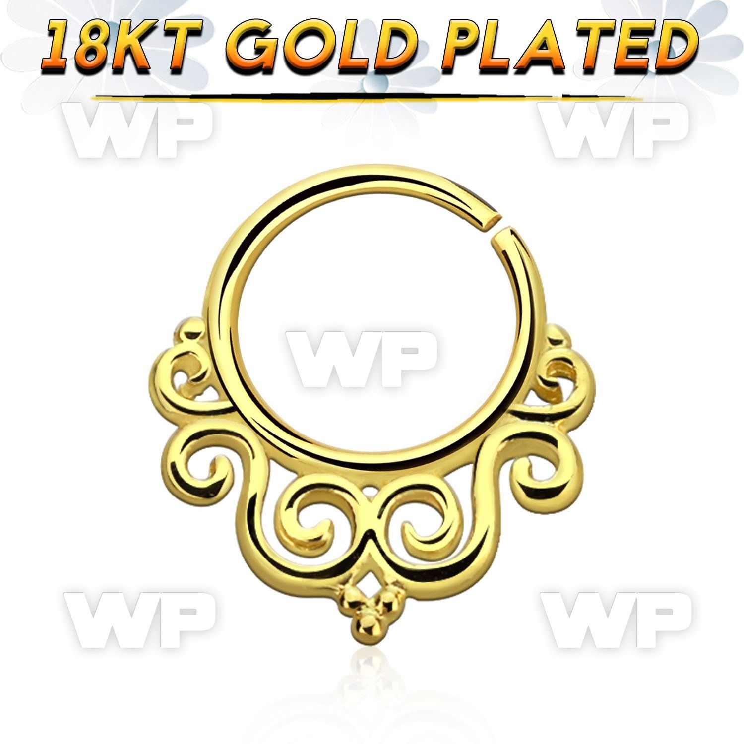 gpsepv7 gold plated silver septum ring w decorated indian design