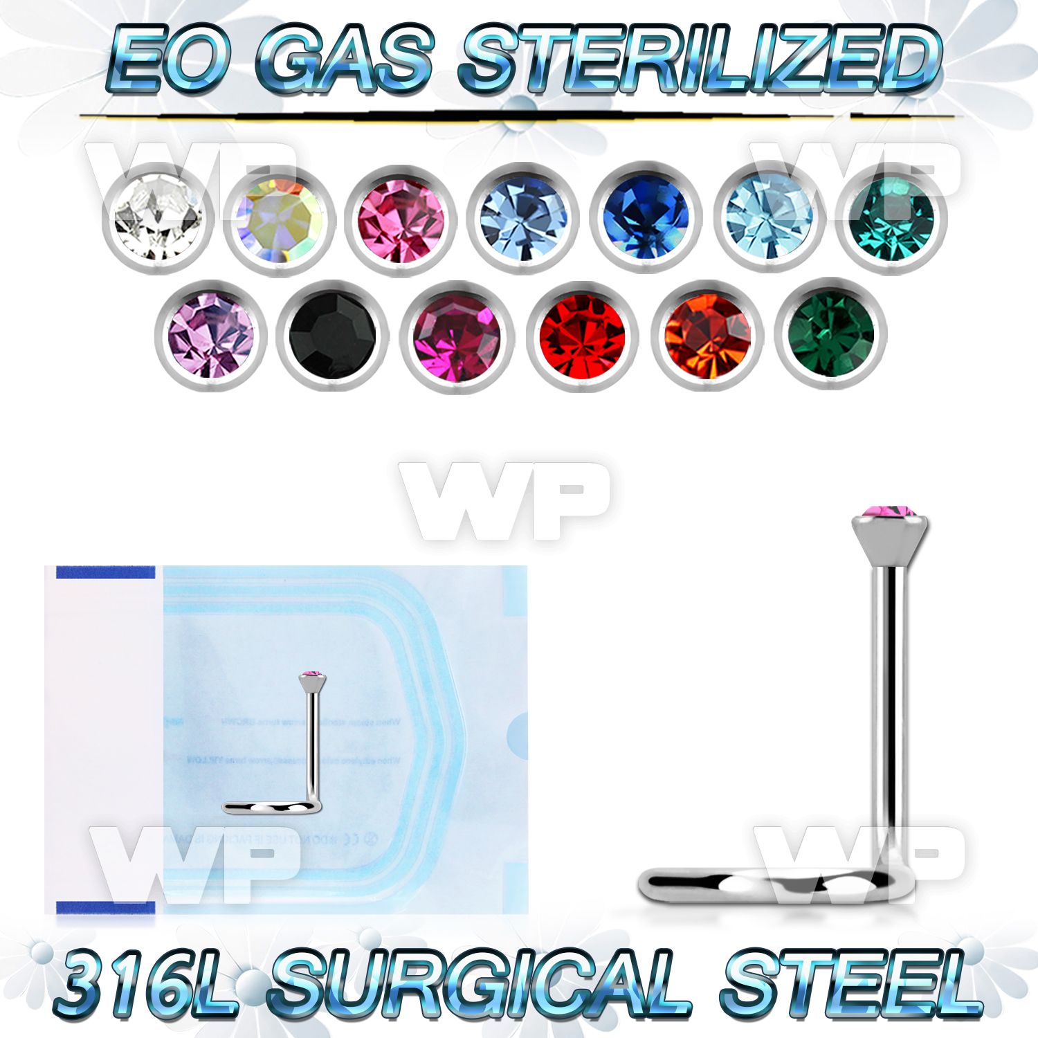 gu364k presterilized steel bezel nasal screw 2mm colored