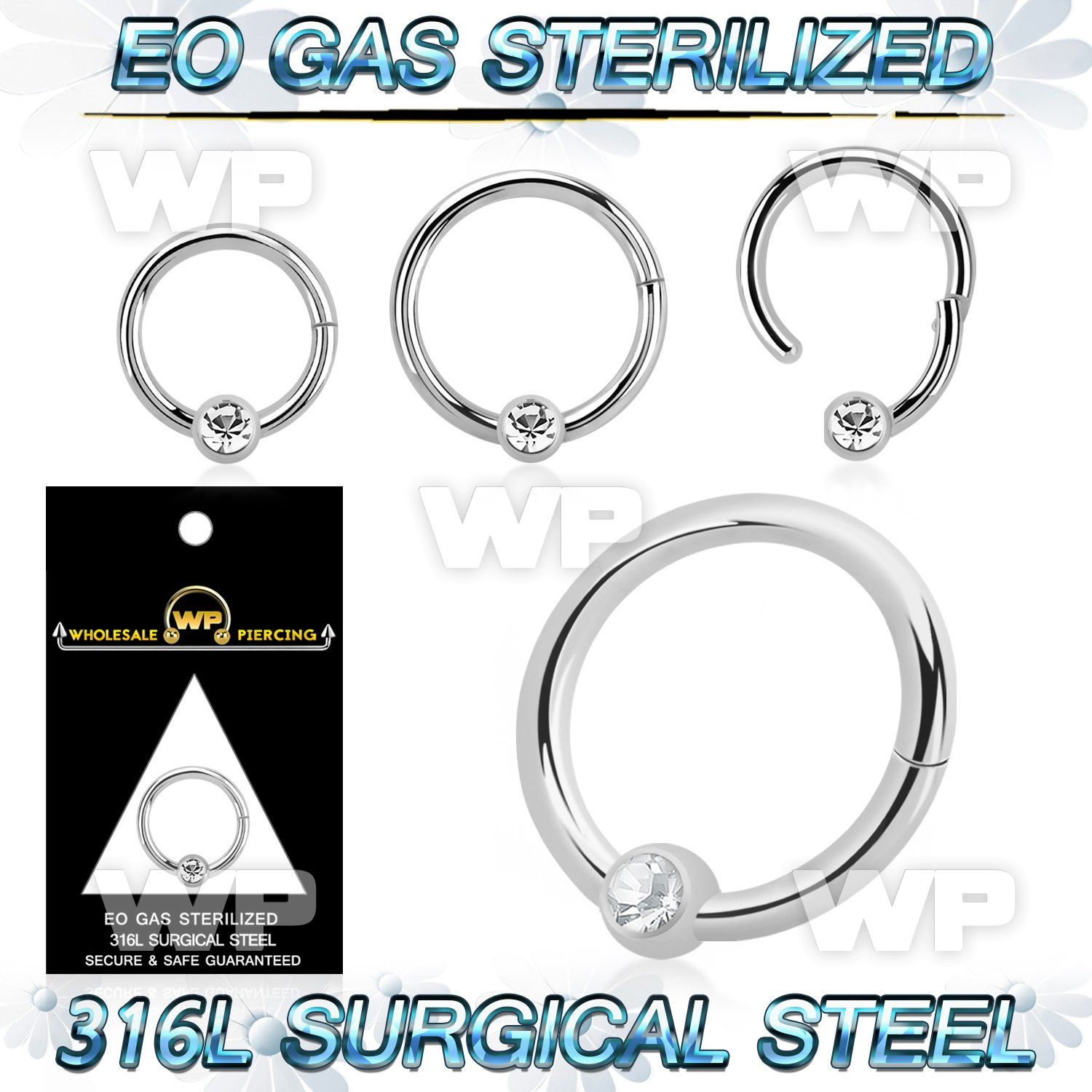 gx46a6ey presterilized steel hinged captive hoop 16g crystal