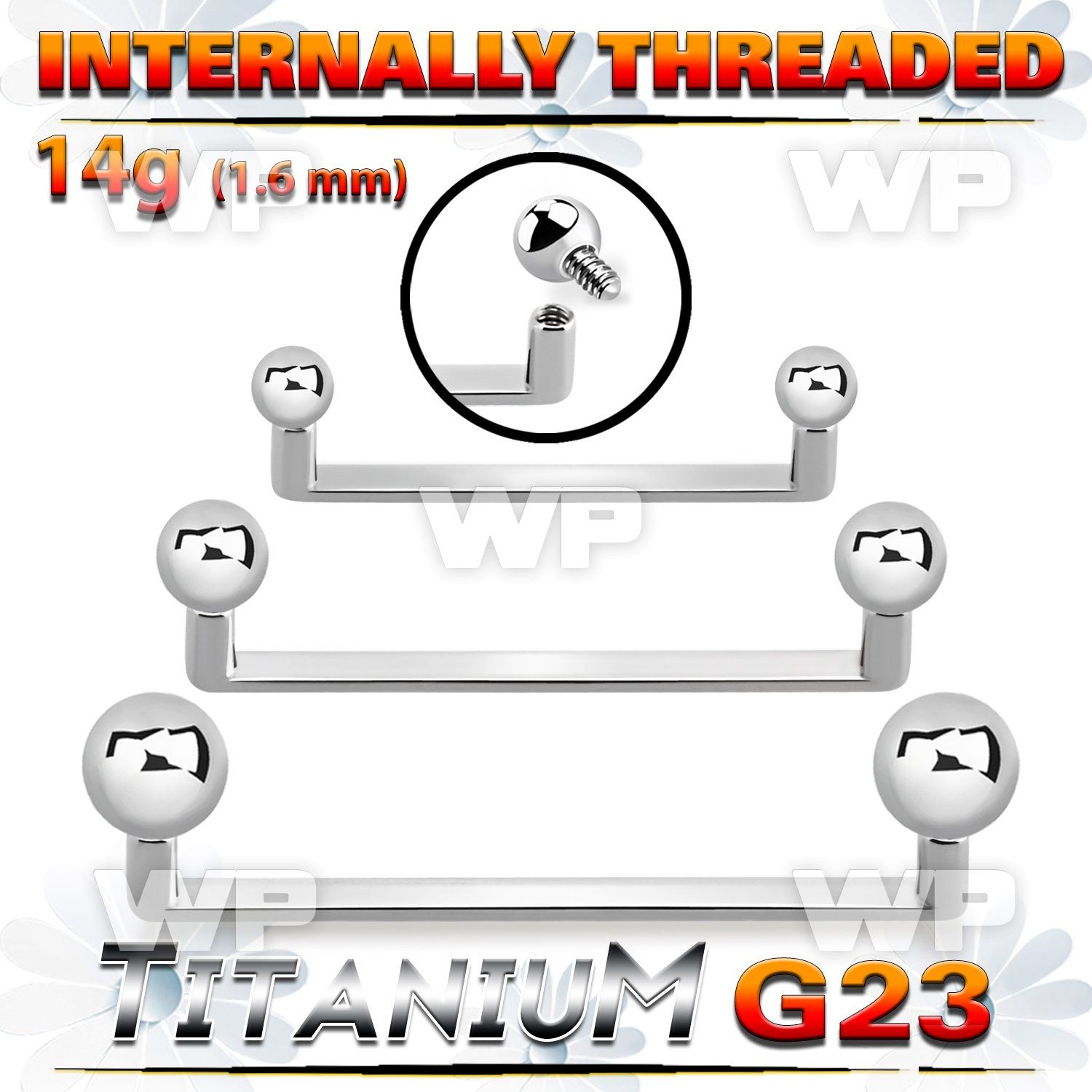 h3h148 titanium staple surface bar balls internal