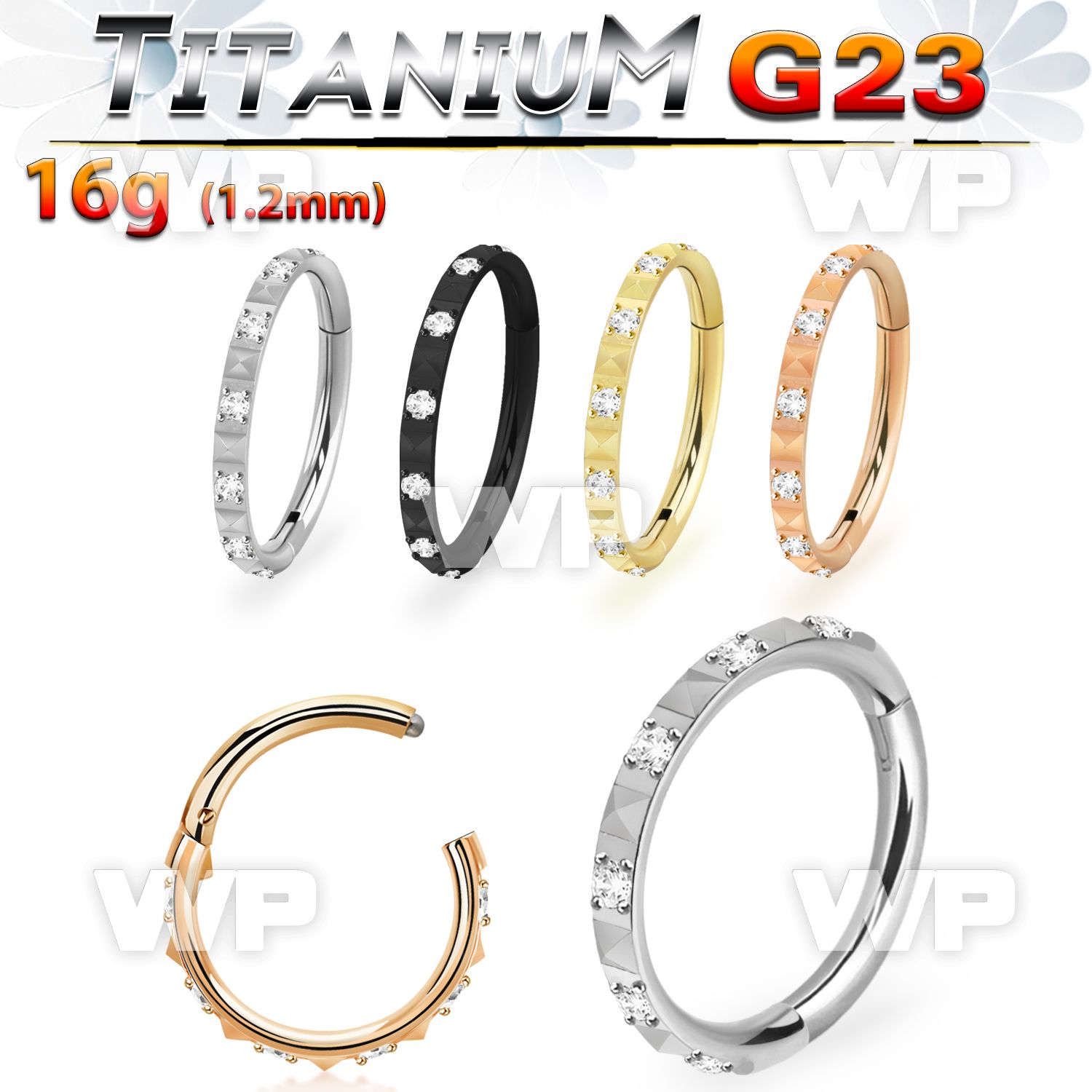 h3i3x00 titanium hinged segment clicker 16g cz pyramid
