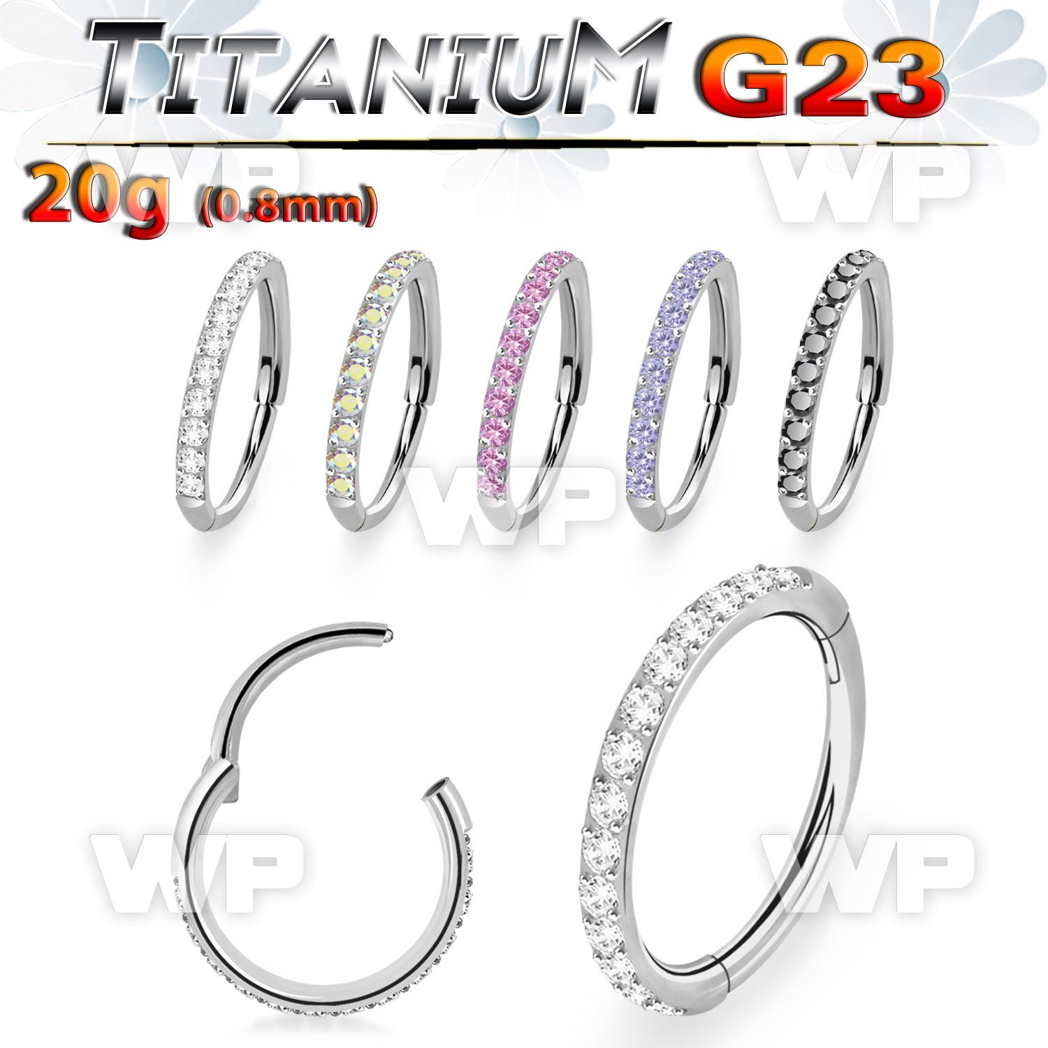 h3i3x33ep titanium hinged segment clicker 20g outward cz cnc