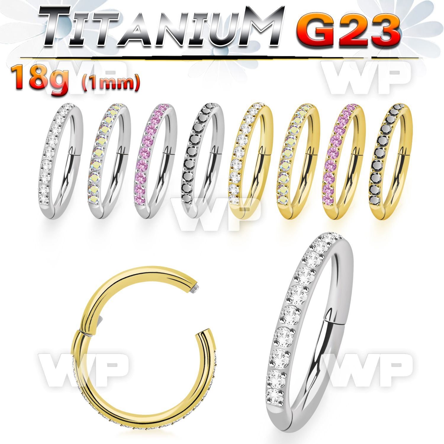 h3i3x3ep titanium hinged segment clicker 18g outward cz