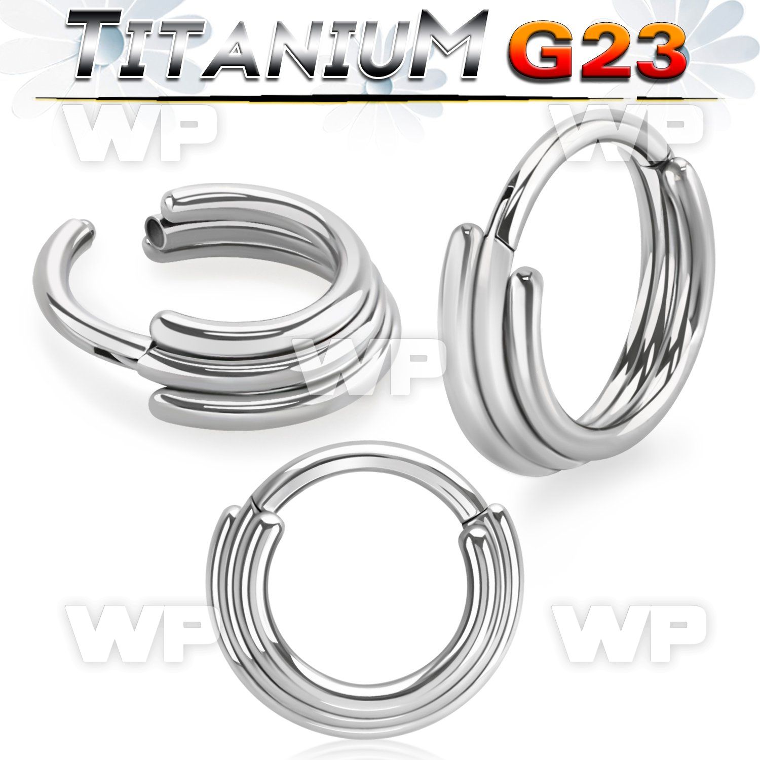 h3ir3xzl titanium hinged segment clicker triple stack rings