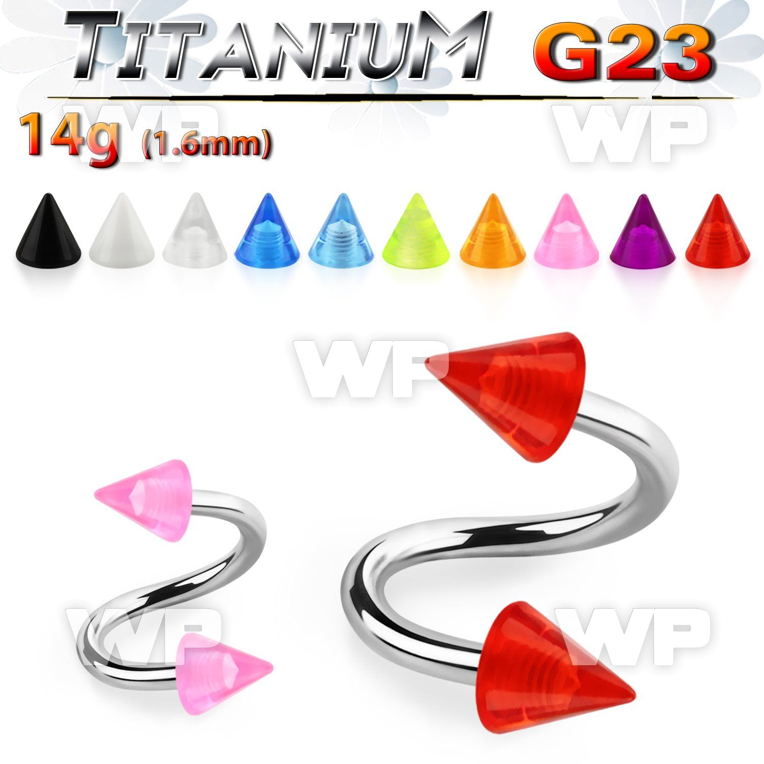 h3mhq6u0 g23 titanium spiral 1 6mm 4mm uv cones helix piercing