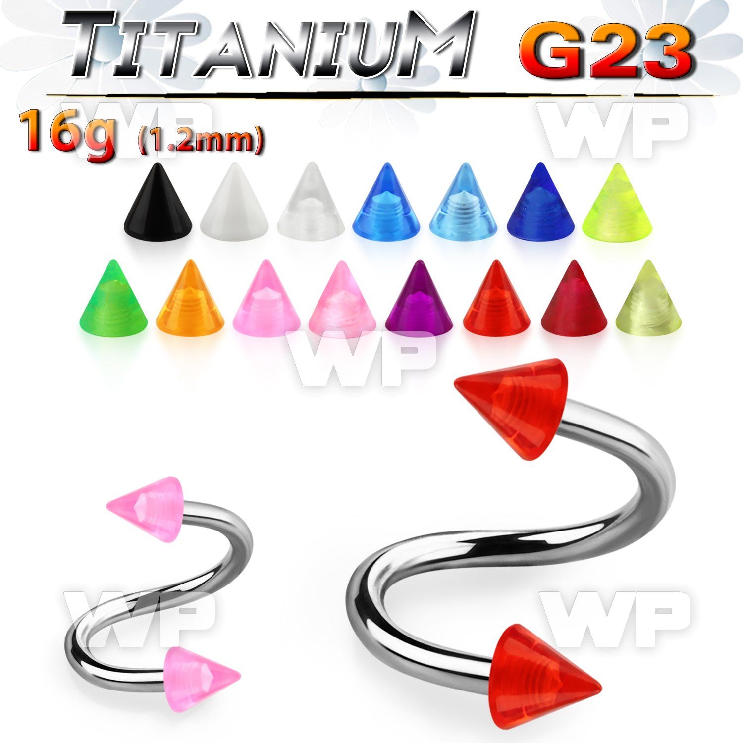 h3mwhq6u g23 titanium spiral 1 2mm 3mm uv cones eyebrow piercing