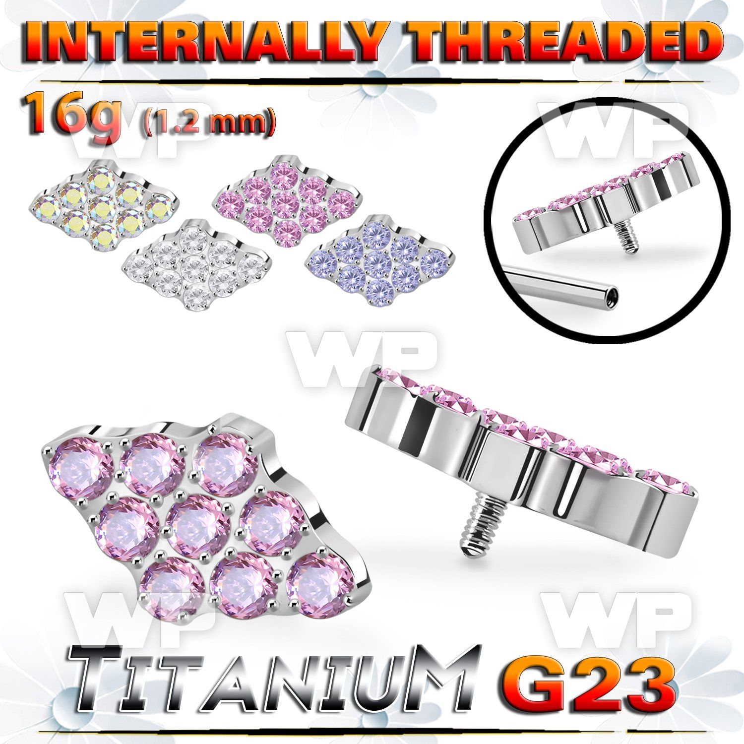 h3xgks8u titanium top cz diamond shape cnc setting