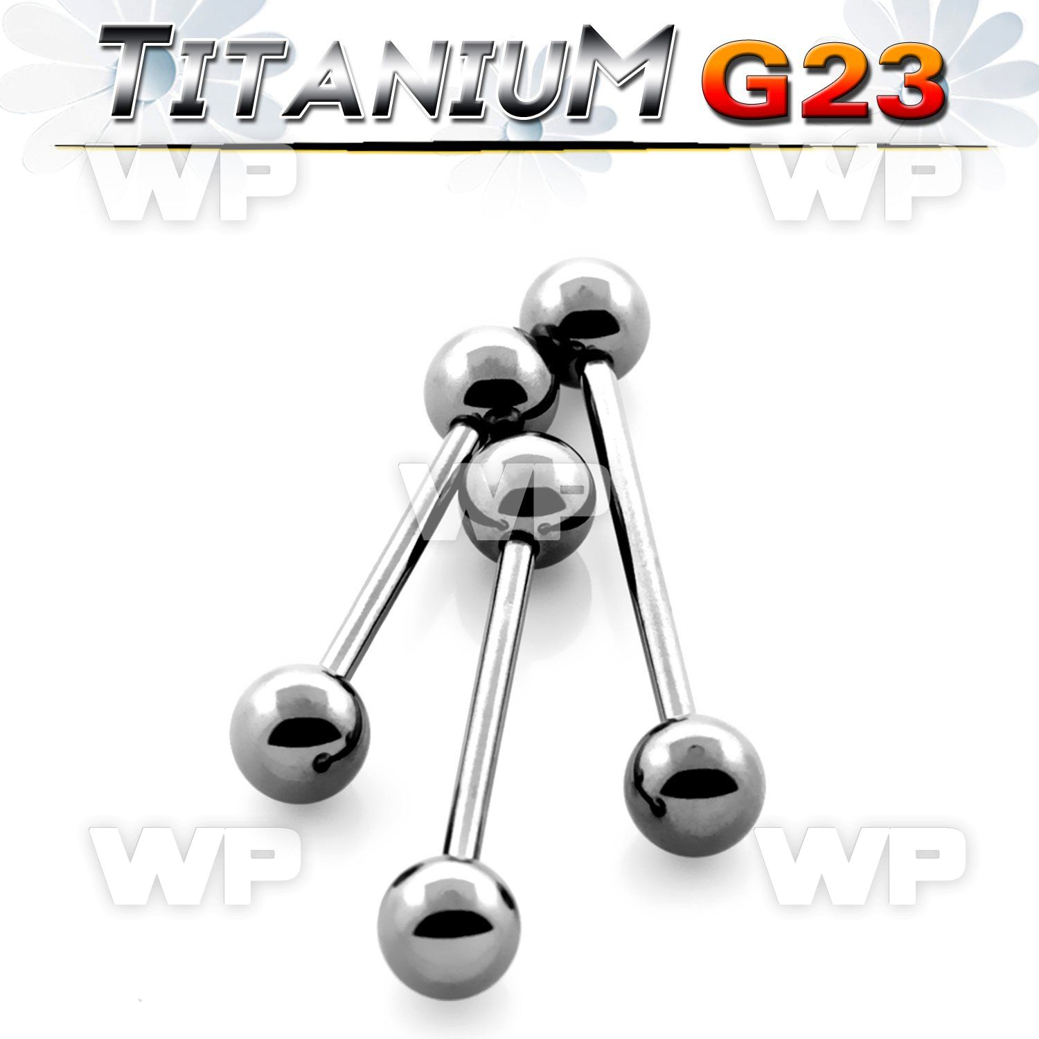 h444i g23 titanium tongue bar 1 6mm 6mm ball tongue piercing