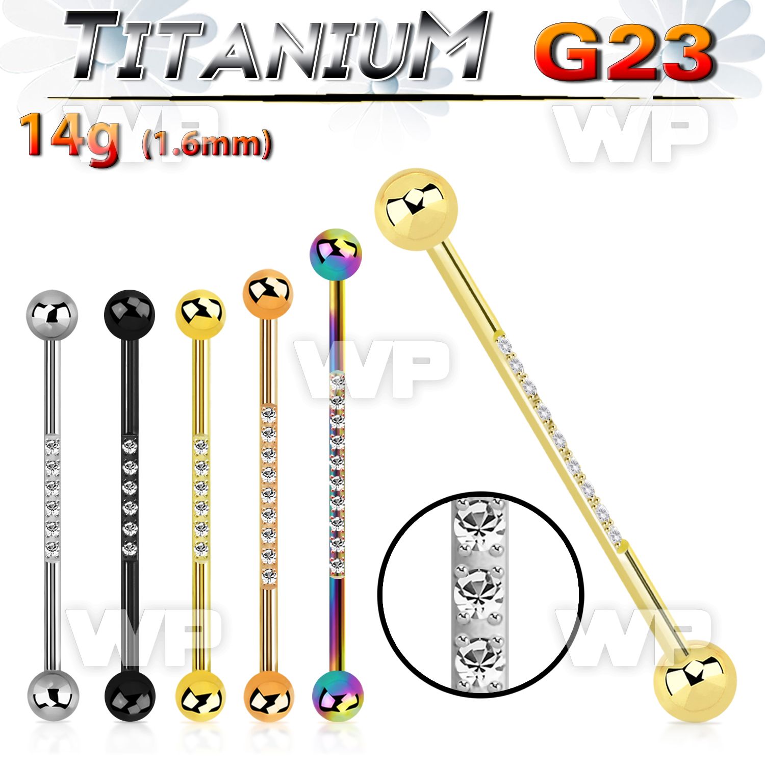 h448u1g titanium industrial bar 14g two balls cz on