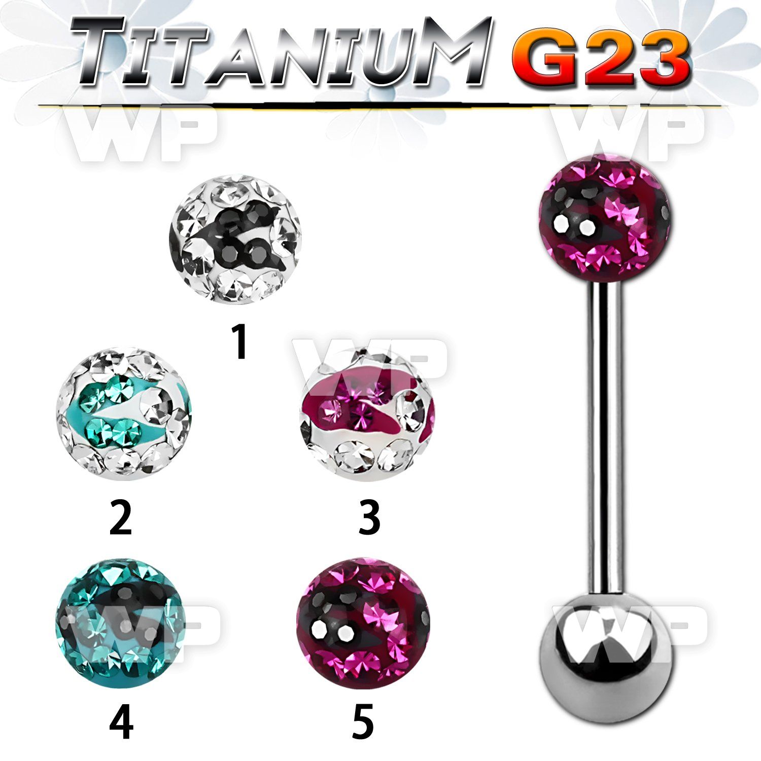 h44das6 g23 titanium tongue bar 1 6mm 5mm ferido glued multi cry tongue piercing