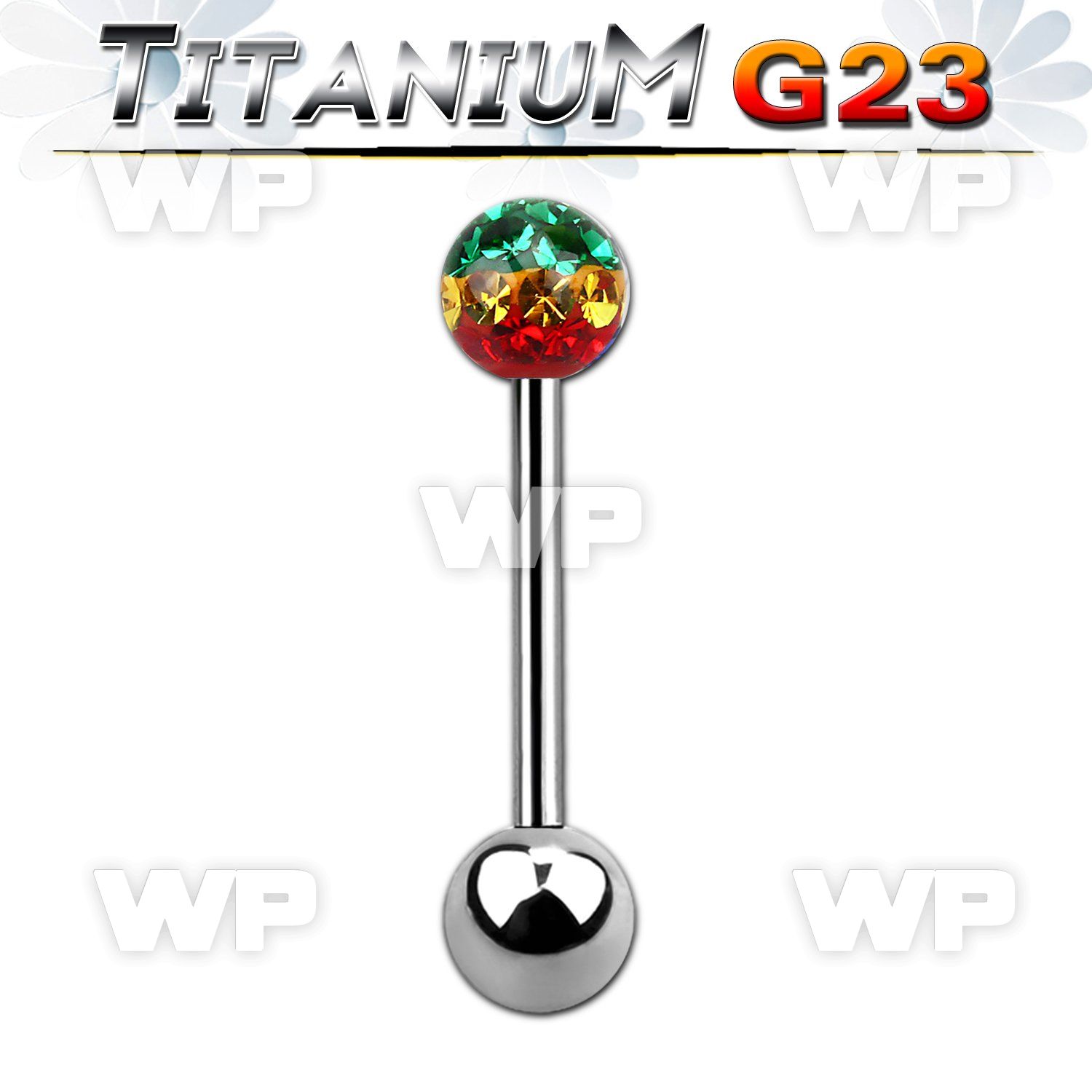 h44dasa g23 titanium tongue bar 1 6mm 5mm ball ferido glue cryst tongue piercing