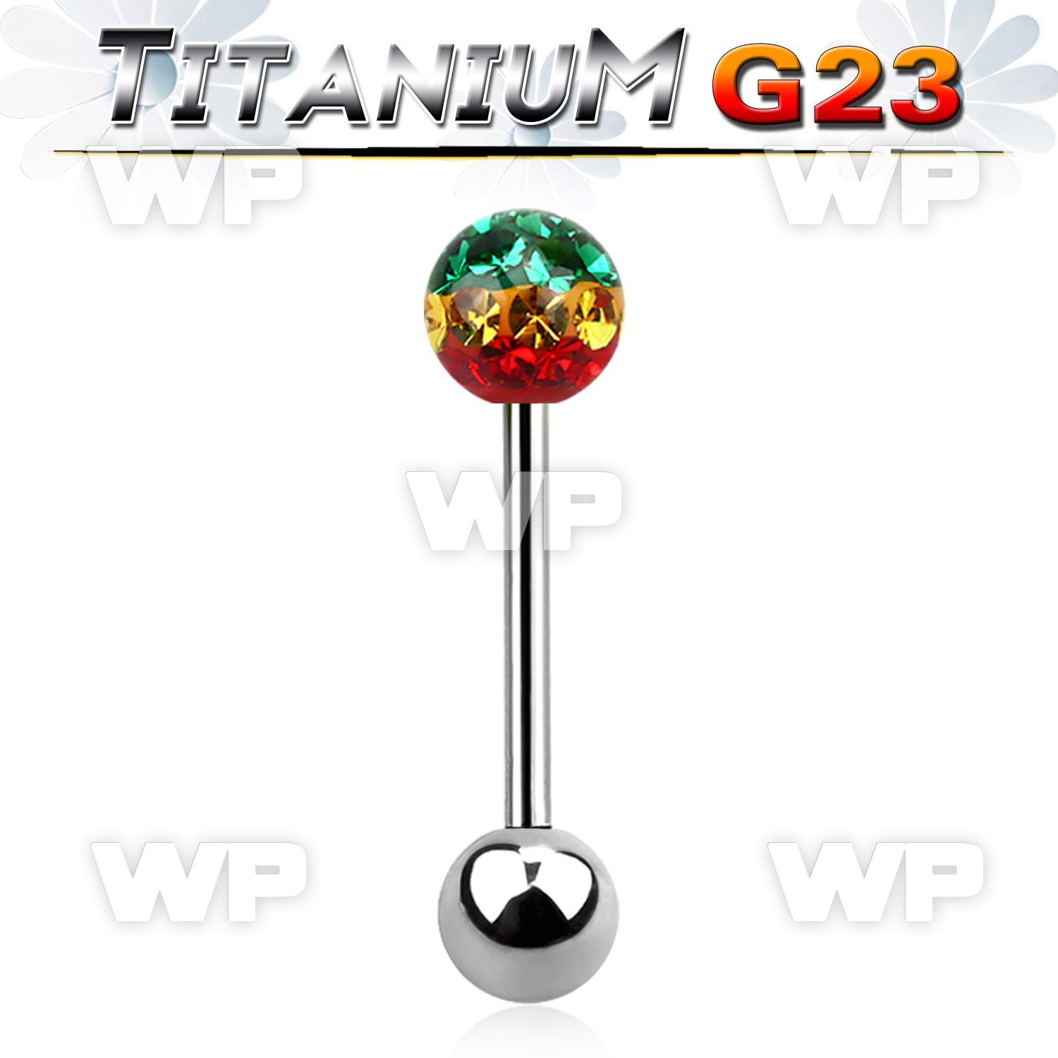 h44daya g23 titanium tongue bar 1 6mm 6mm ball ferido glue cryst tongue piercing