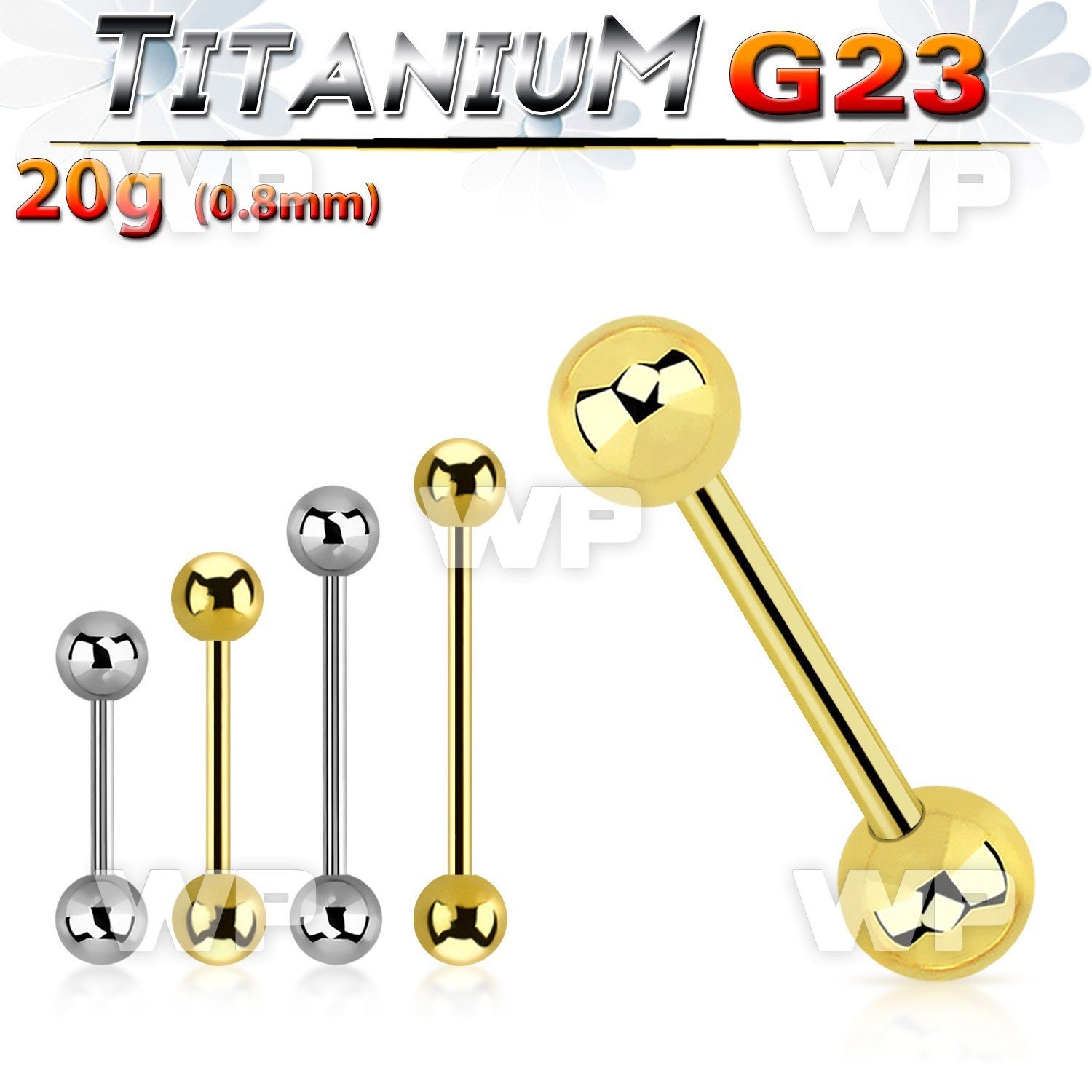 h44kp4z titanium straight bar 18g 3mm balls