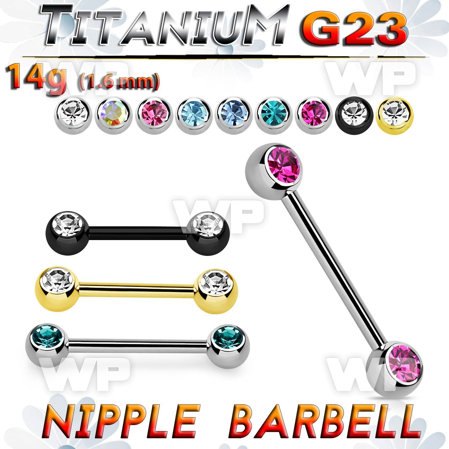 h44umk6 titanium straight bar 14g two forward jeweled balls