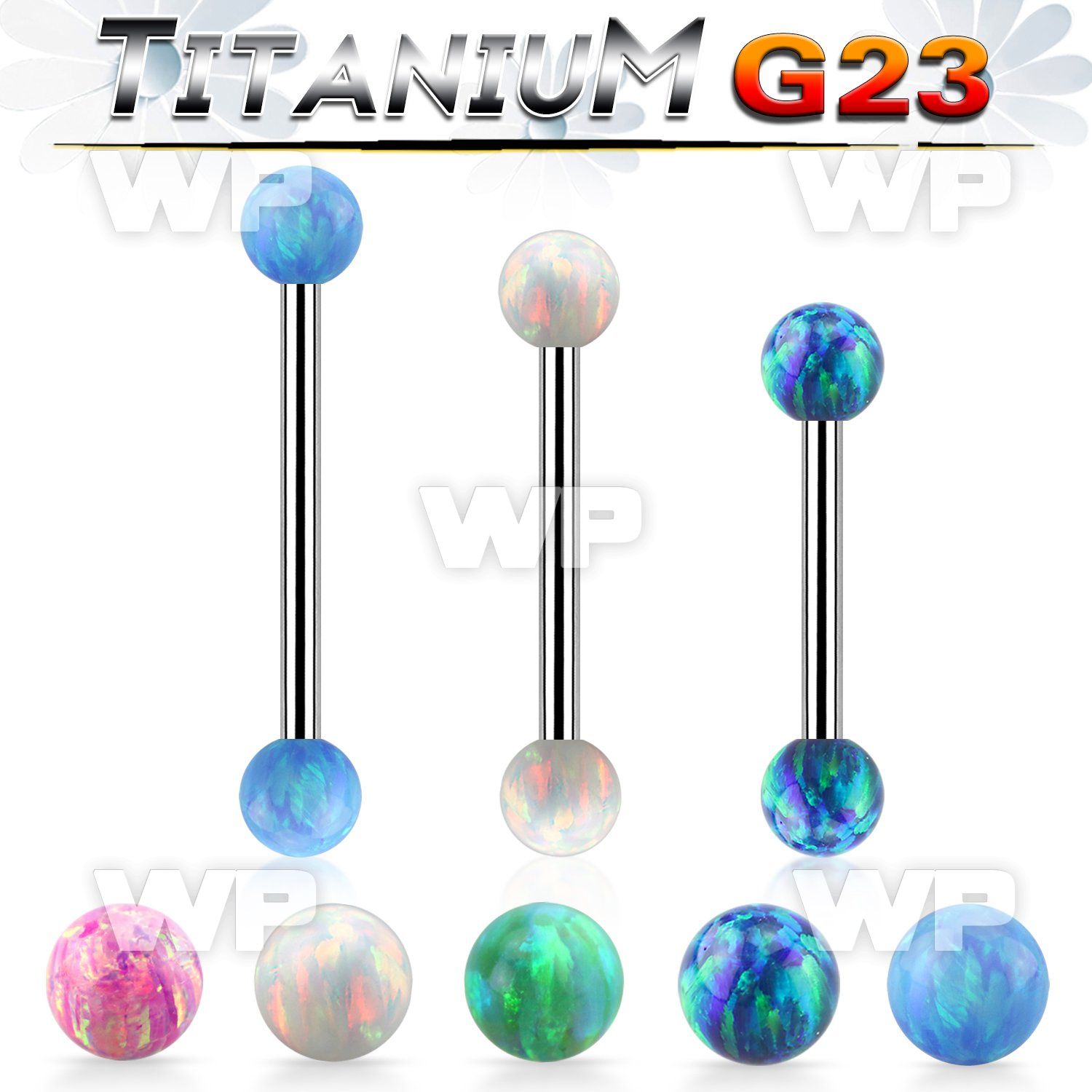 h44w5m0 titanium straight bar 16g 4mm synthetic opal balls
