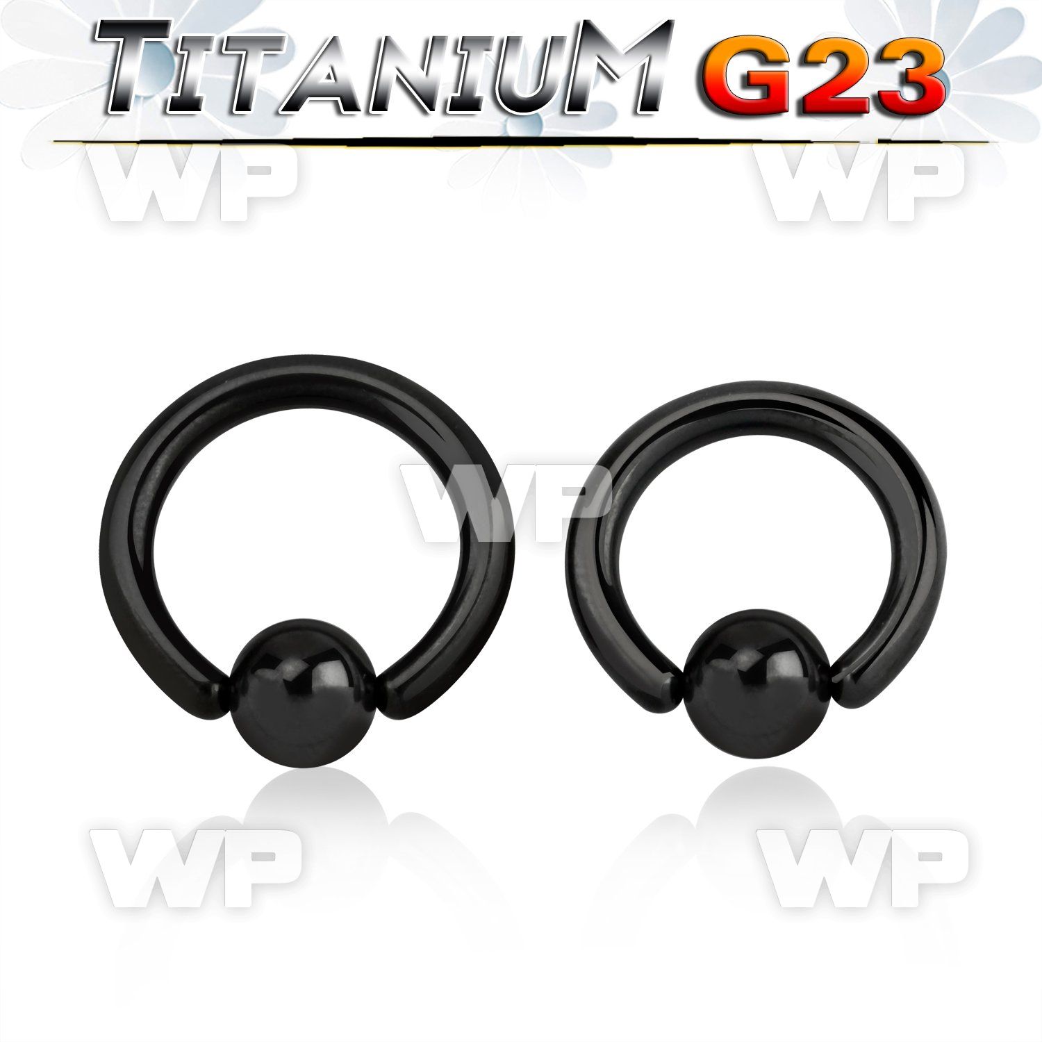 h46art black ion plated g23 titanium captive bead ring 3mm 8mm ear lobe piercing