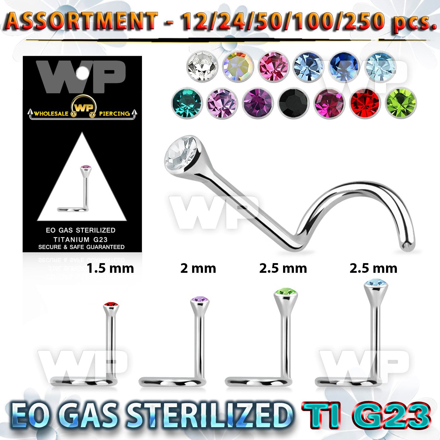 h4b209p g23 titanium nose screw spirals 0 8mm 1 5mm press fit nose piercing