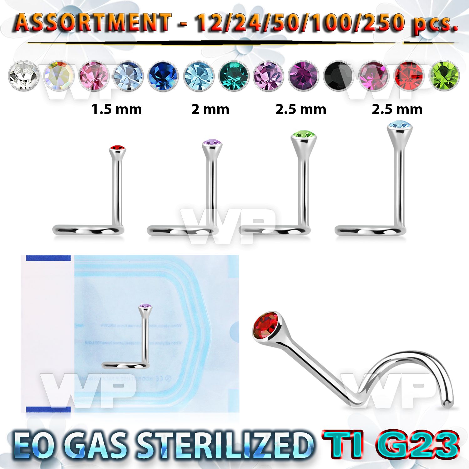 h4b209p g23 titanium nose screw spirals 0 8mm 1 5mm press fit nose piercing