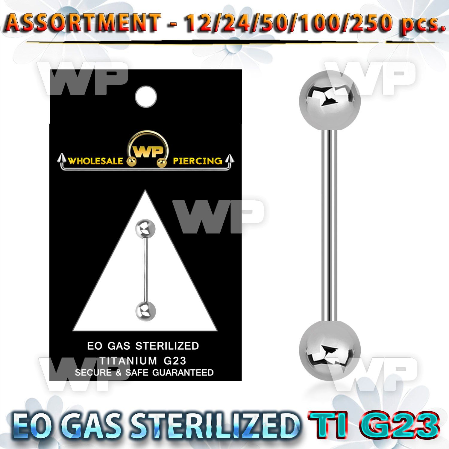 h4b20ll g23 titanium tongue bars 1 6mm 6mm ball tongue piercing