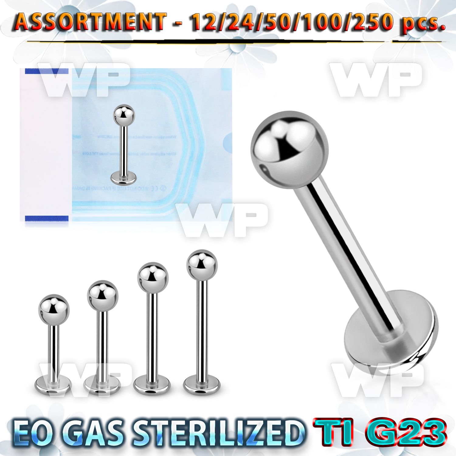 h4b20lp g23 titanium labret stud 1 2mm 3mm ball length 1 4 to lower lip piercing