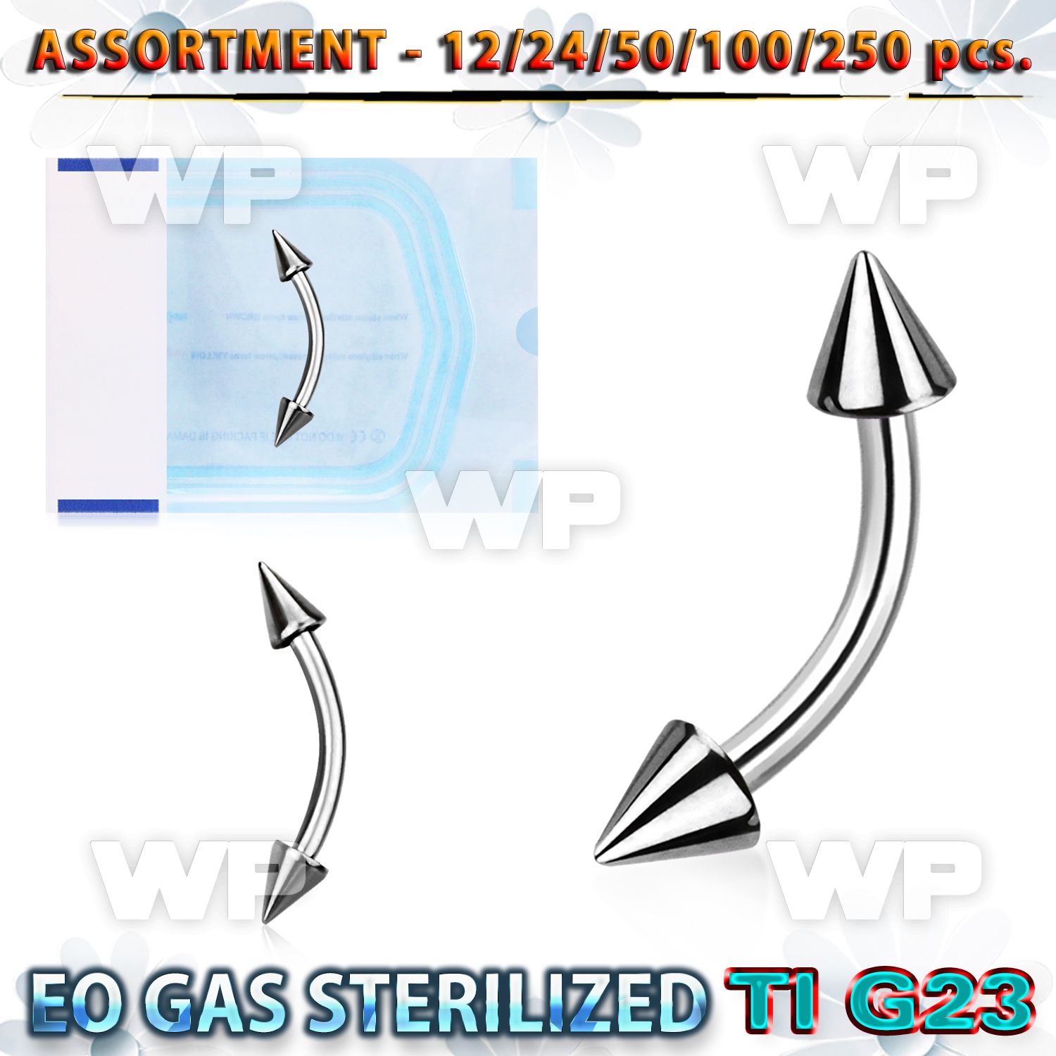 h4b20y9 g23 titanium micro banana 1 2mm 3mm cones length 5 16 eyebrow piercing