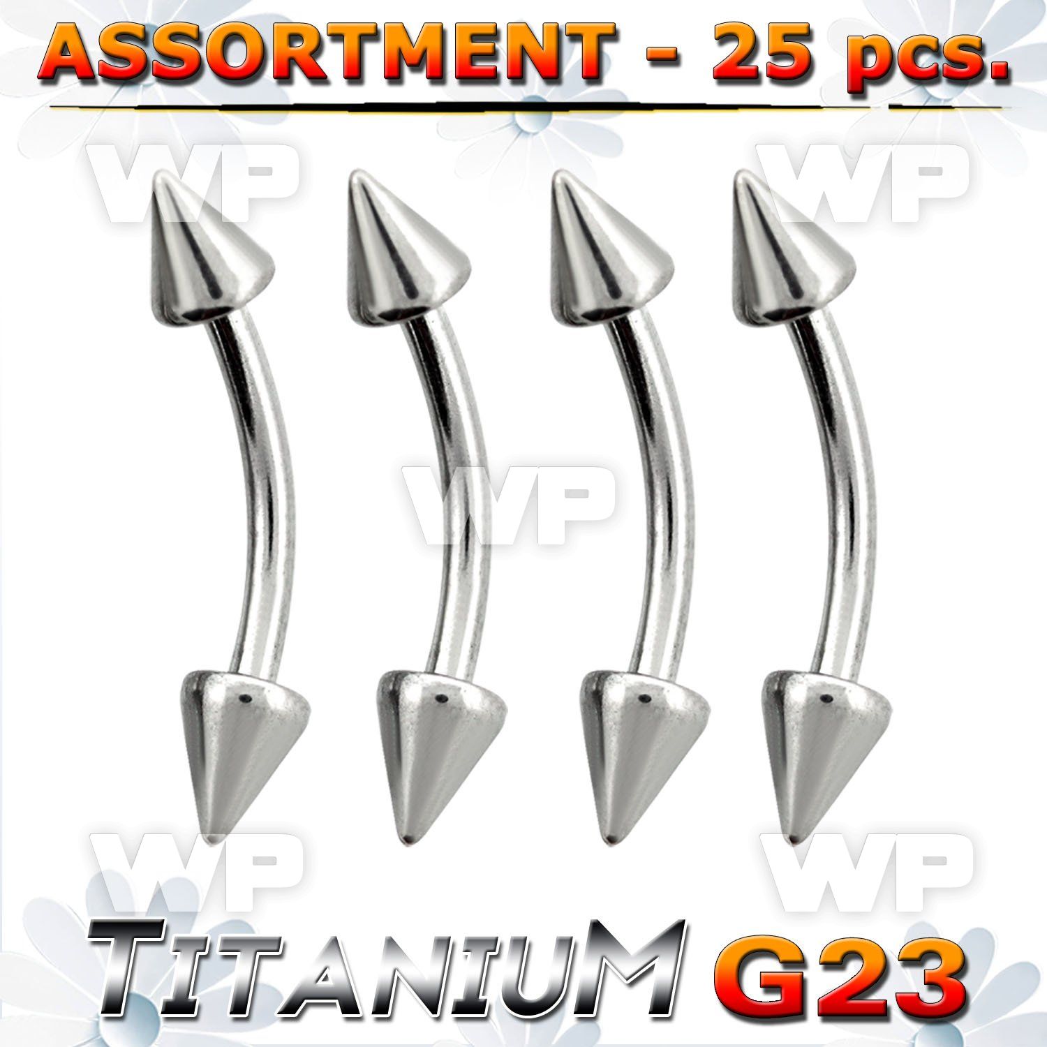 h4b2e9 g23 titanium micro banana 1 2mm 3mm cones eyebrow piercing