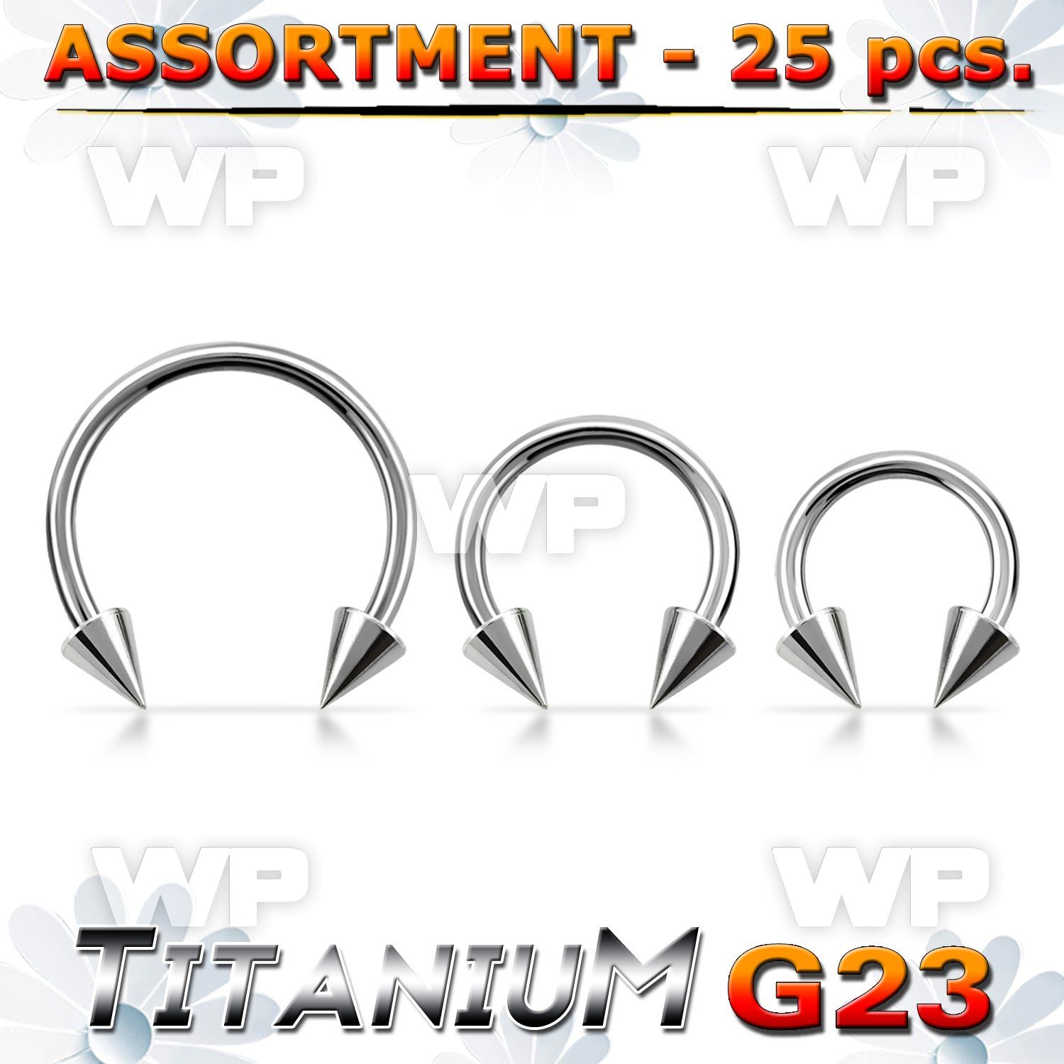 h4b2kz g23 titanium cbr horseshoe 1 2mm 3mm cones belly piercing