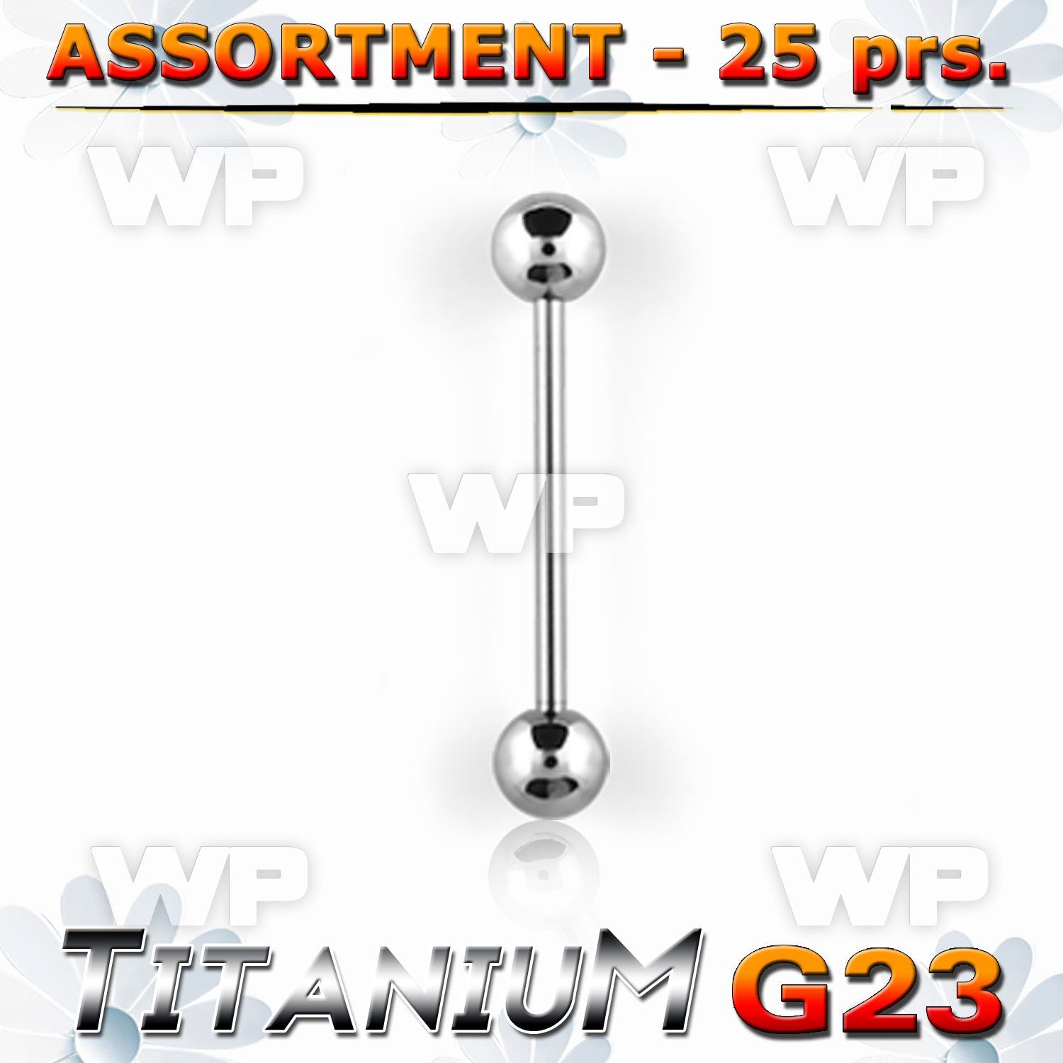 h4b2pk g23 titanium tongue bars 1 6mm 6mm ball lower lip piercing