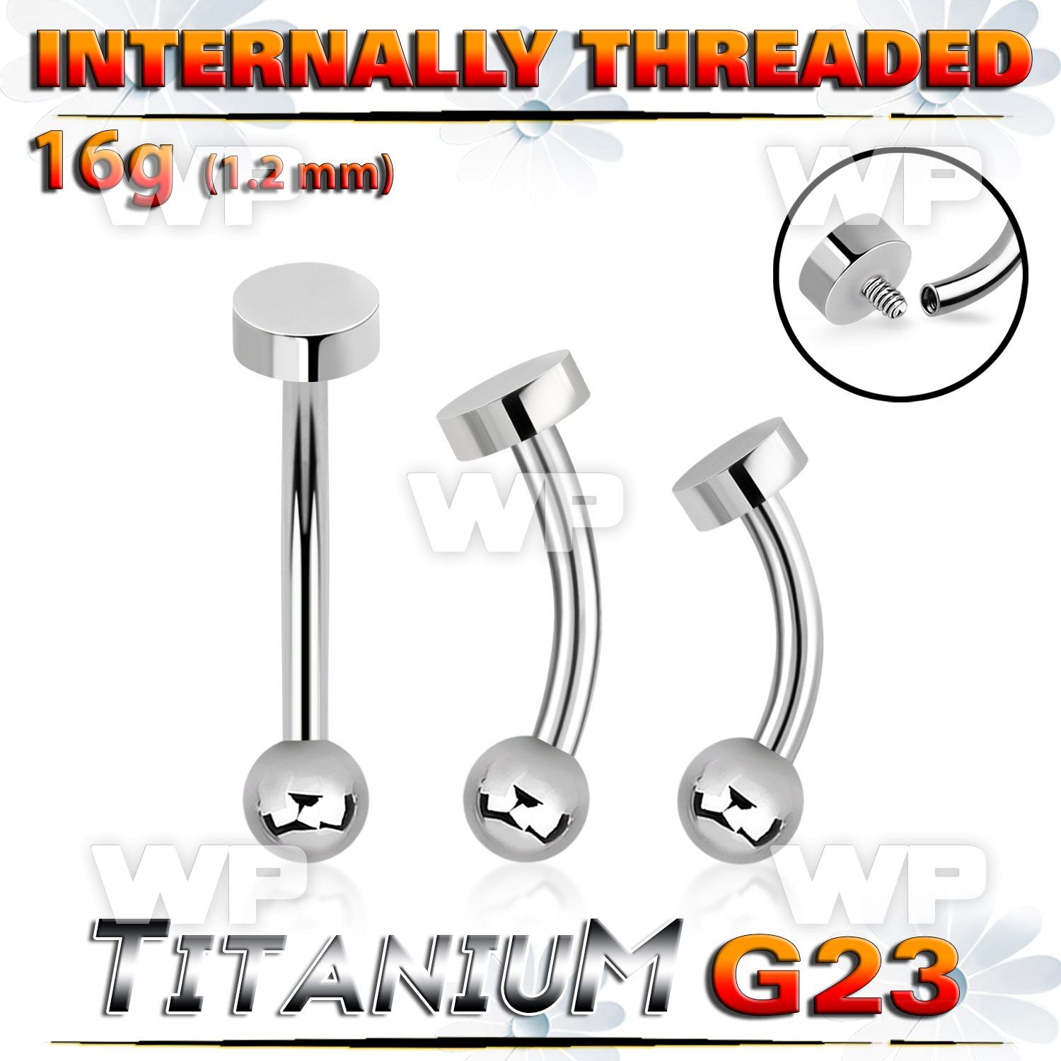 h4u48uk titanium bananabell 16g flat round top internal