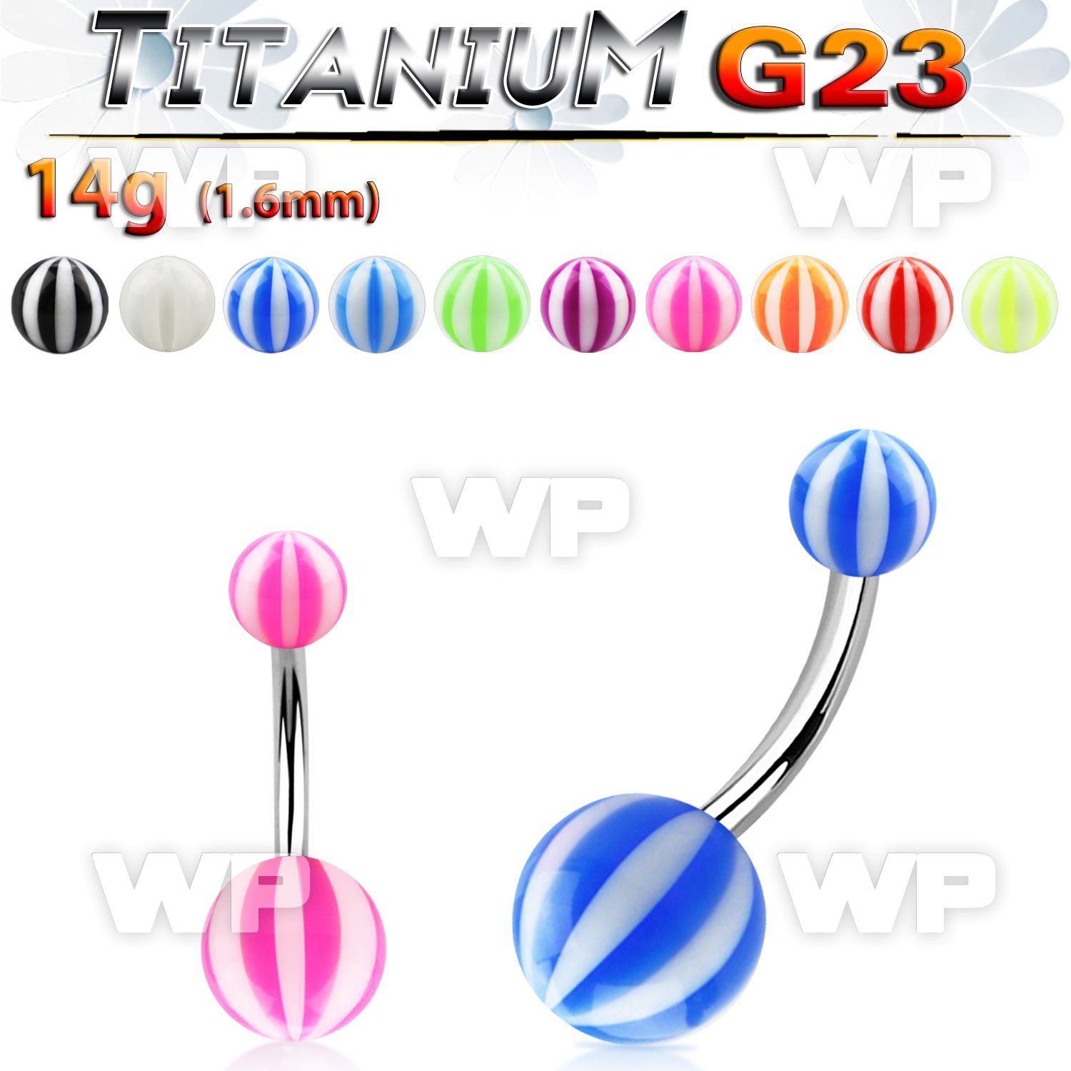 h4u4w g23 titanium belly ring 5 8mm acrylic beach ball belly piercing