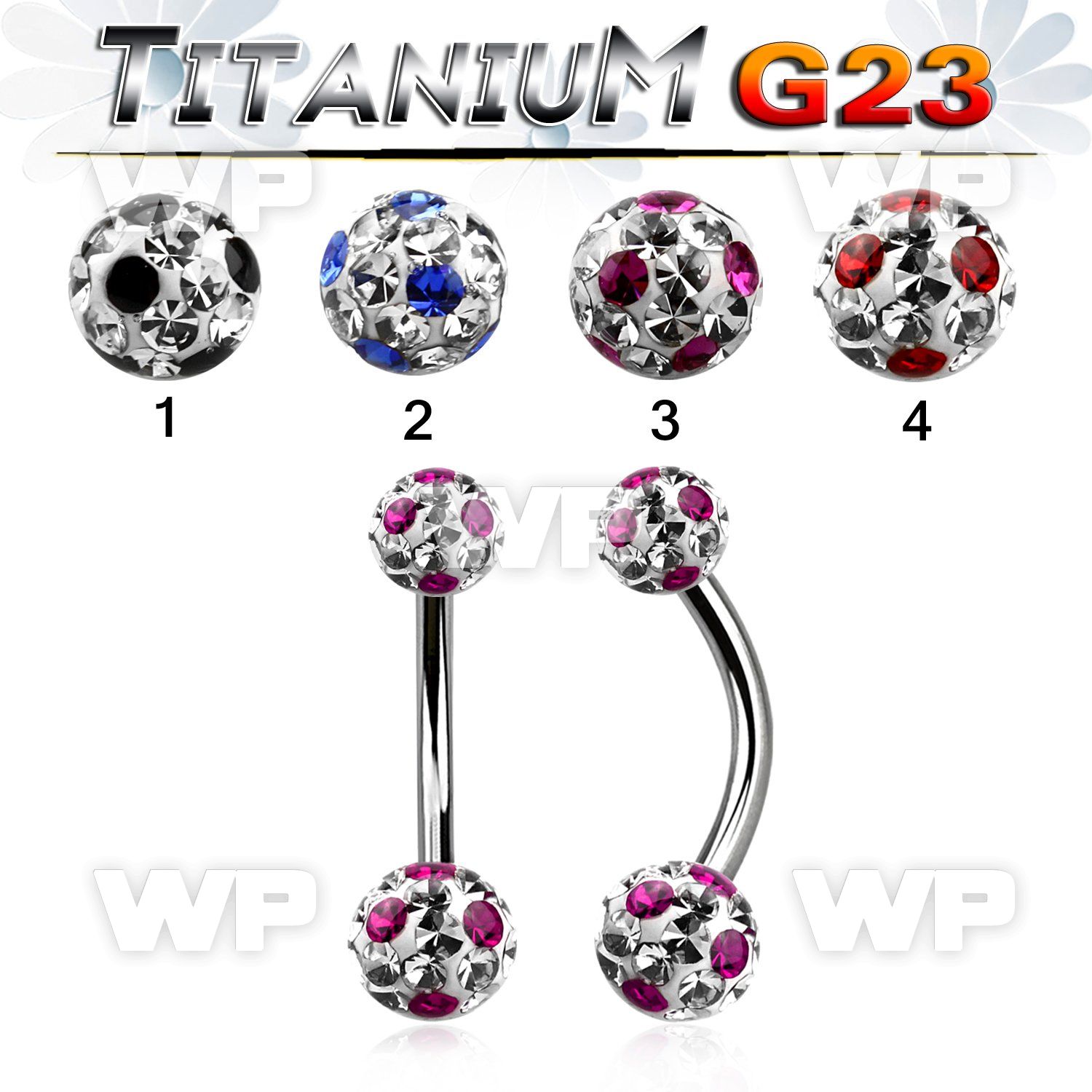 h4uda37 g23 titanium belly ring 5 6mm multi crystal ferido glued belly piercing