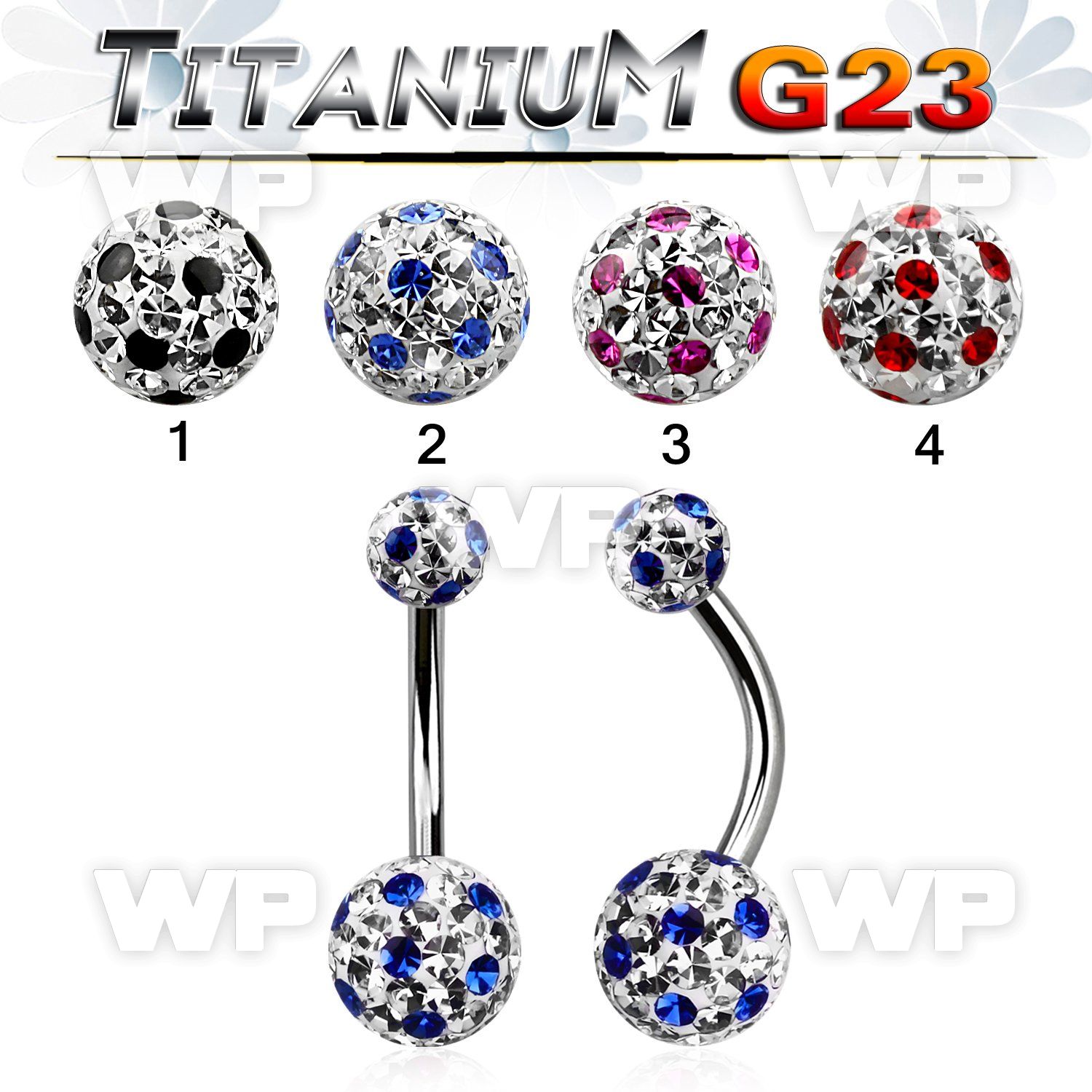 h4udai7 g23 titanium belly ring 5 8mm multi crystal ferido glued belly piercing