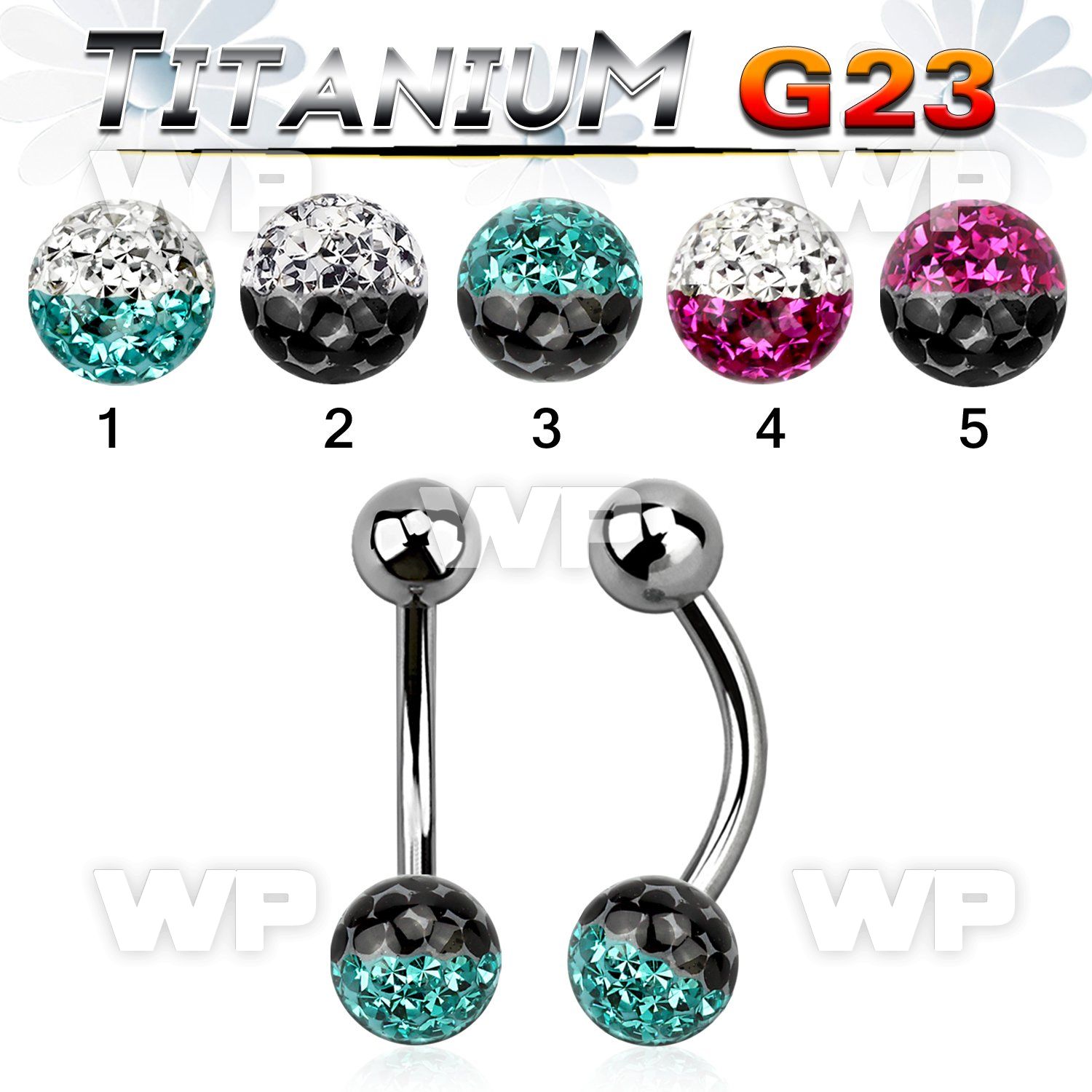 h4udayw g23 titanium belly ring 5mm top titanium ball 6mm multi belly piercing