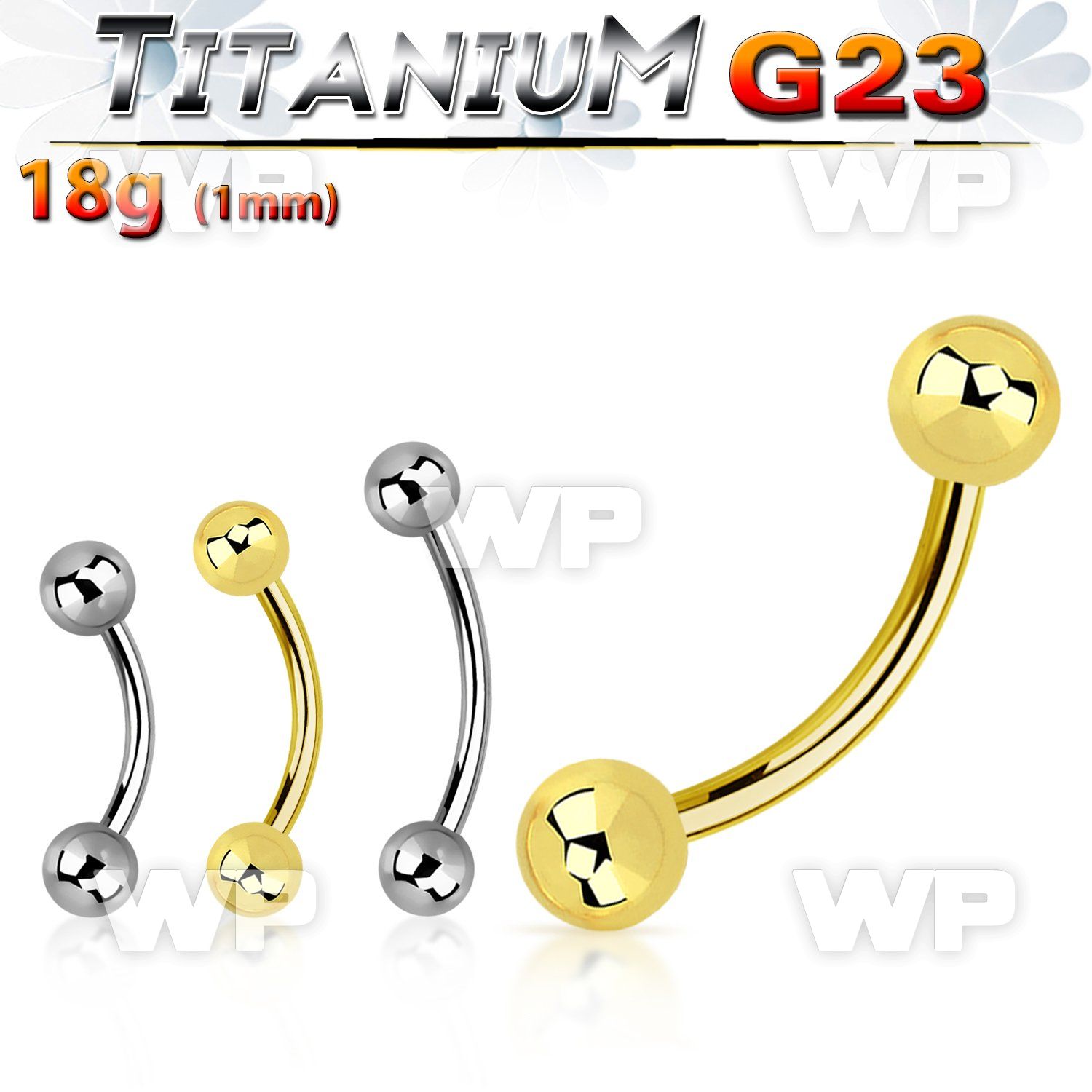 h4uet4z titanium brow bananabell 18g 3mm balls