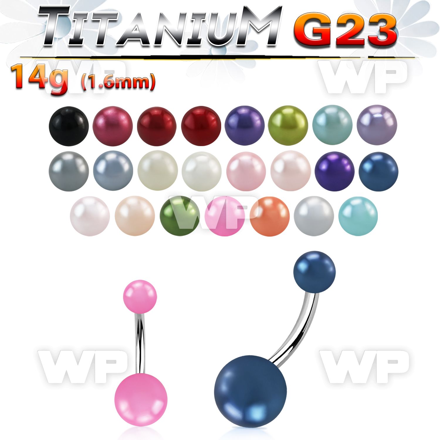 h4uma g23 titanium belly ring 5 8mm faux pearl ball belly piercing