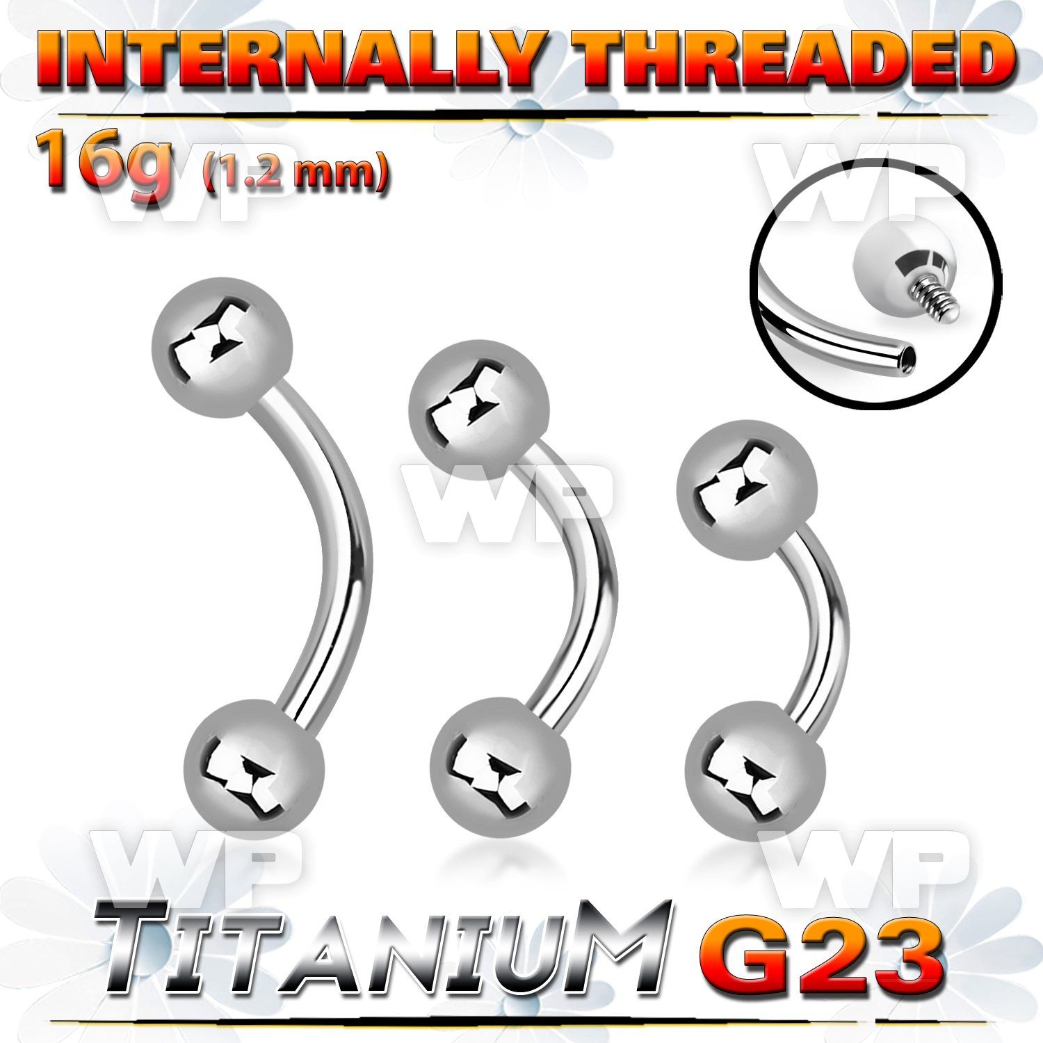 h4uw4038 titanium internal brow bananabell 4mm balls