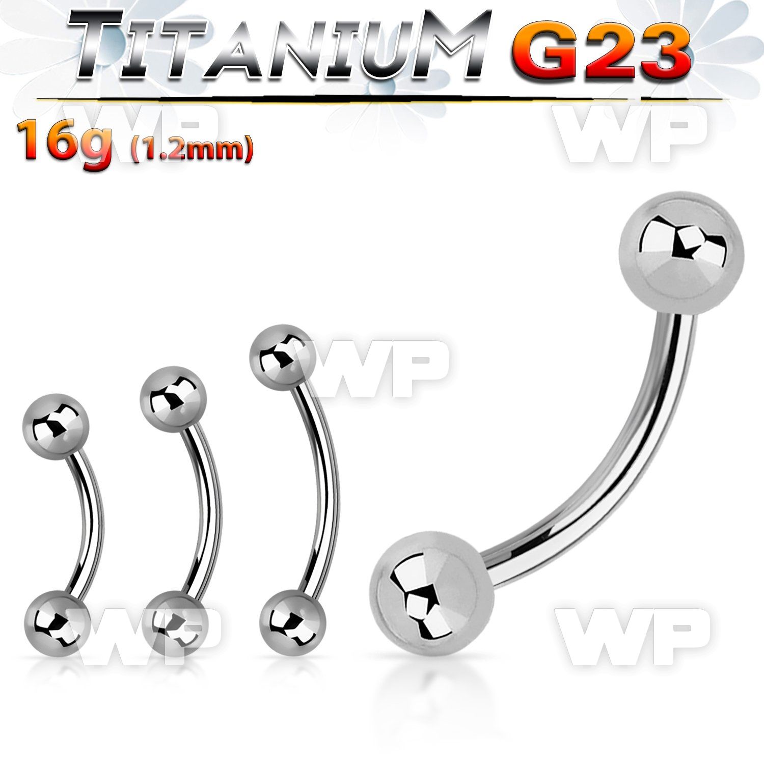 h4uw4 g23 titanium micro banana 1 2mm 3mm ball eyebrow piercing