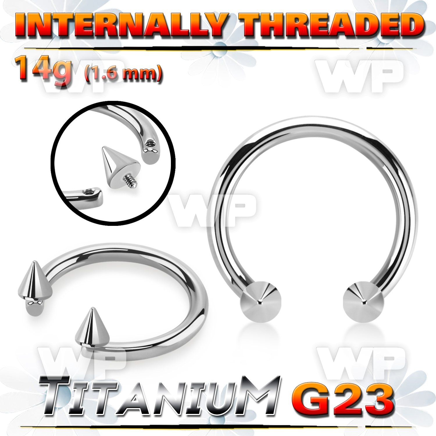 h646u8xz titanium horseshoe circular bar 3mm cones internal