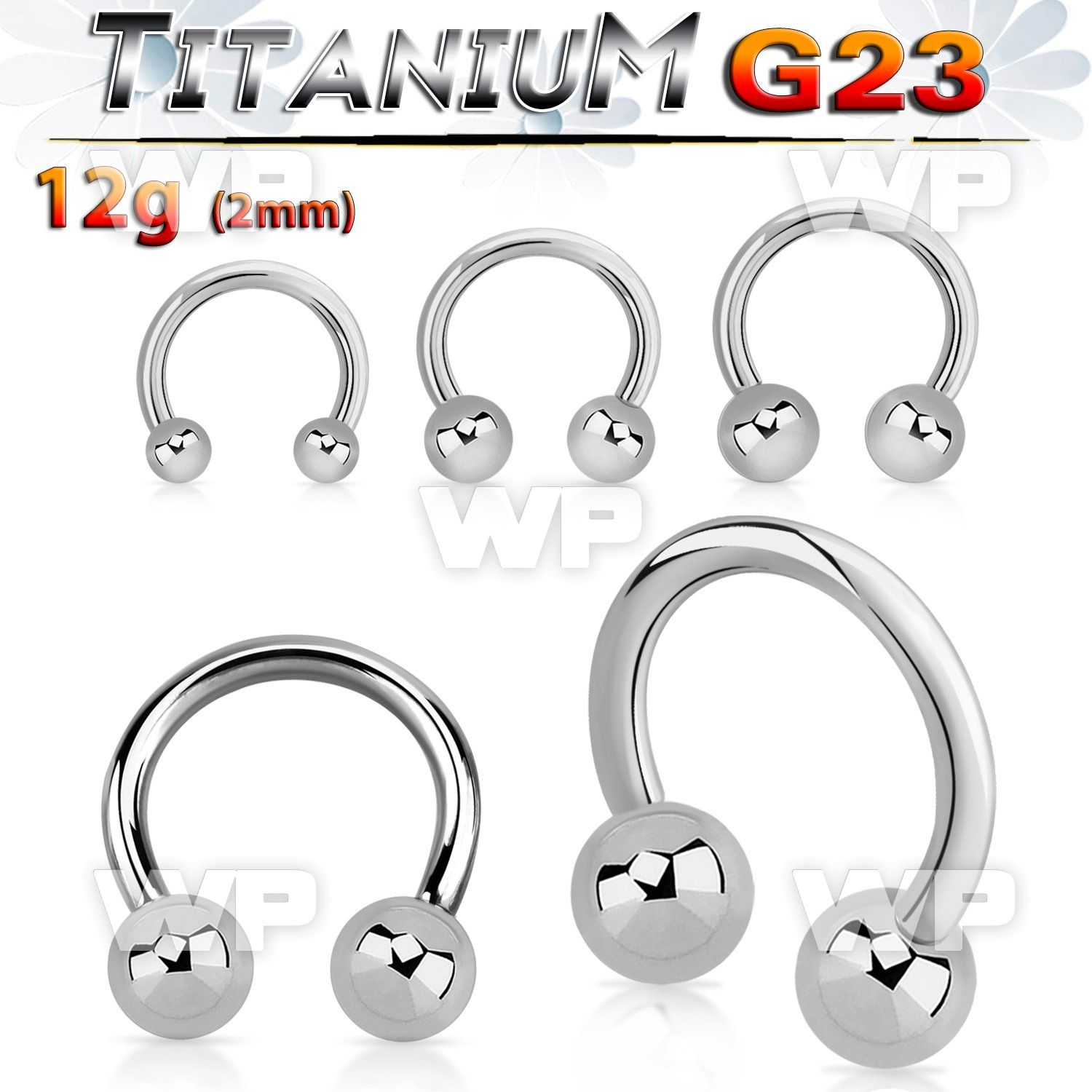 h64aek g23 titanium cbr horseshoe 2mm 6mm external threading ear lobe piercing