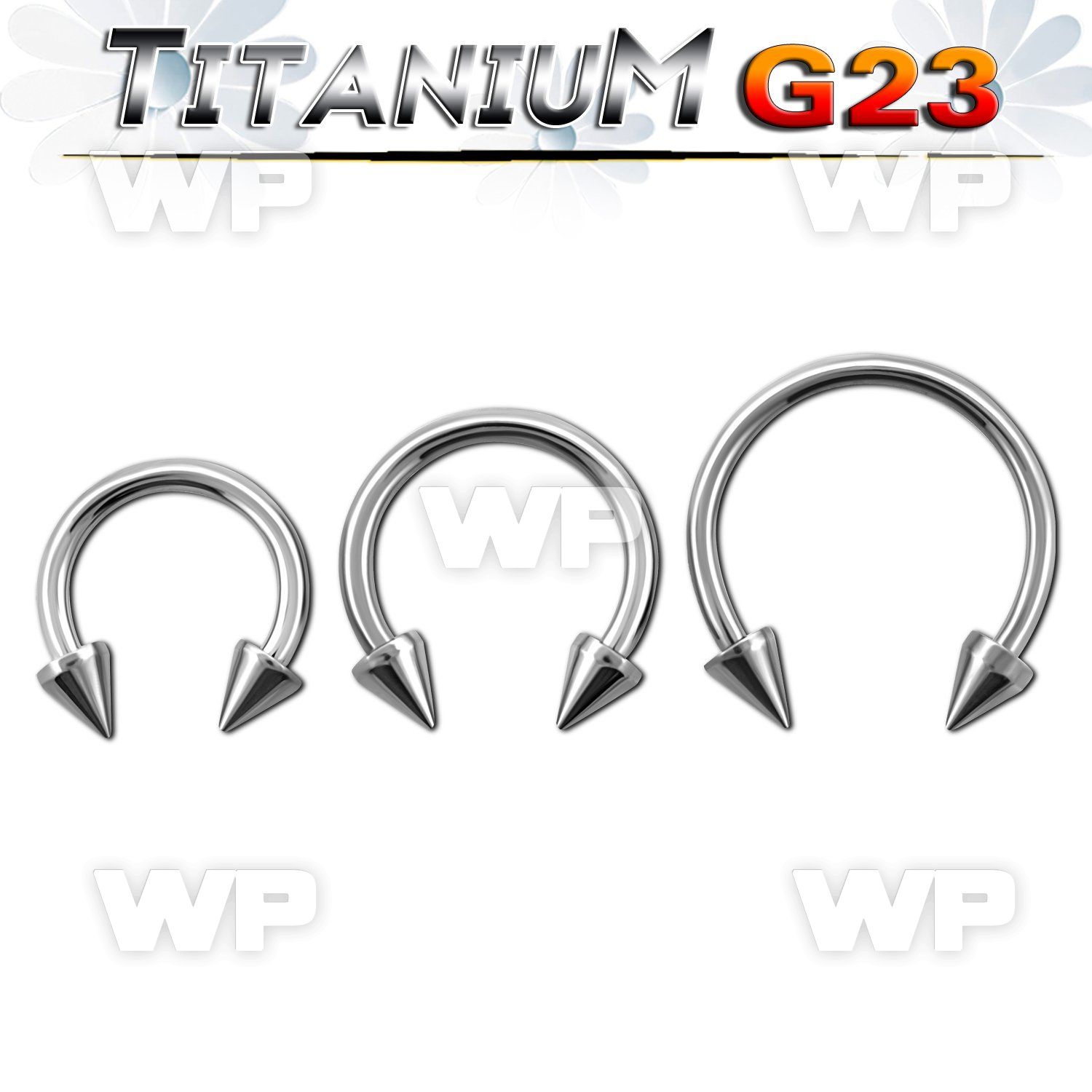 h64w6u g23 titanium cbr horseshoe 1 2mm 3mm cones belly piercing