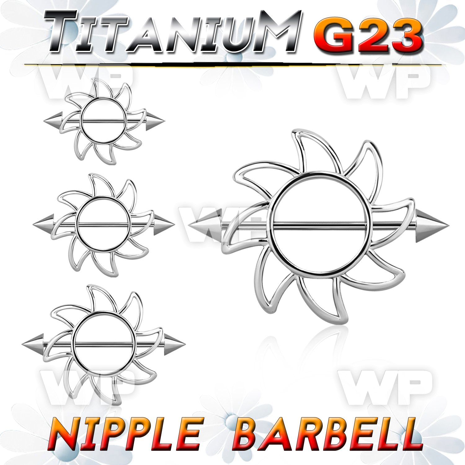 h6umepz sun shaped nipple shieldg23 titanium barbell 1 6mm 5mm nipple piercing