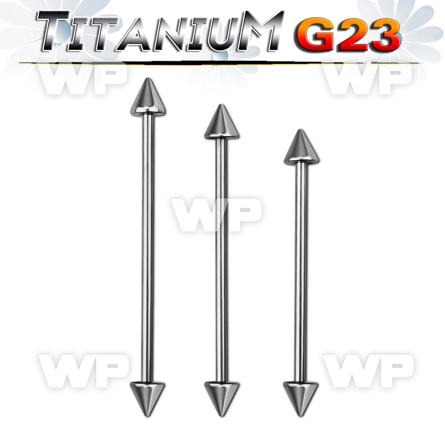 h8u16u g23 titanium industrial barbell 1 6mm 5mm cones 