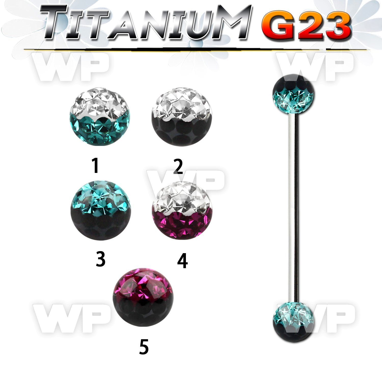 h8udasw g23 titanium industrial barbell 1 6mm 5mm multi crystal 